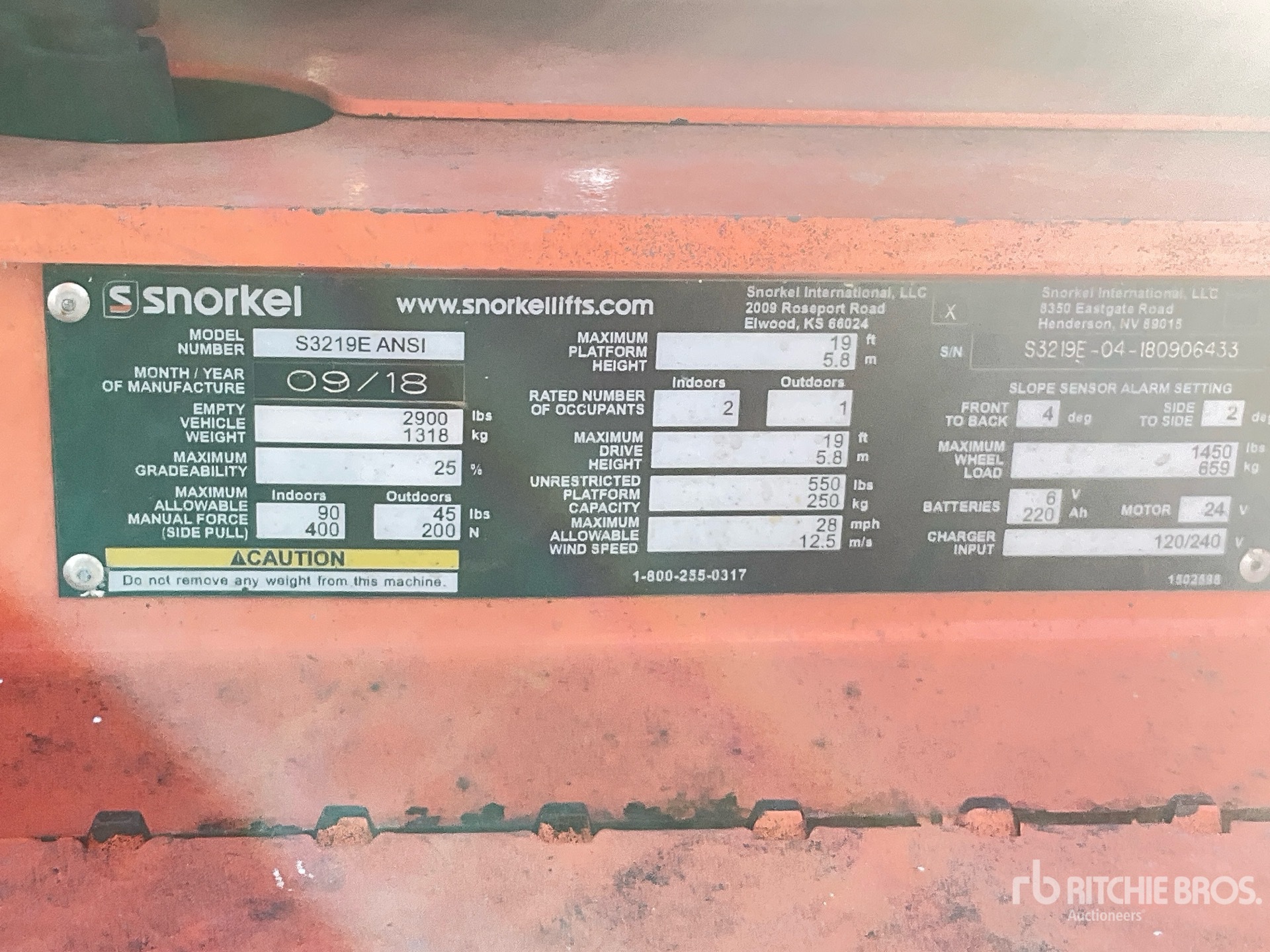 General Appearance with Serial Number / VIN