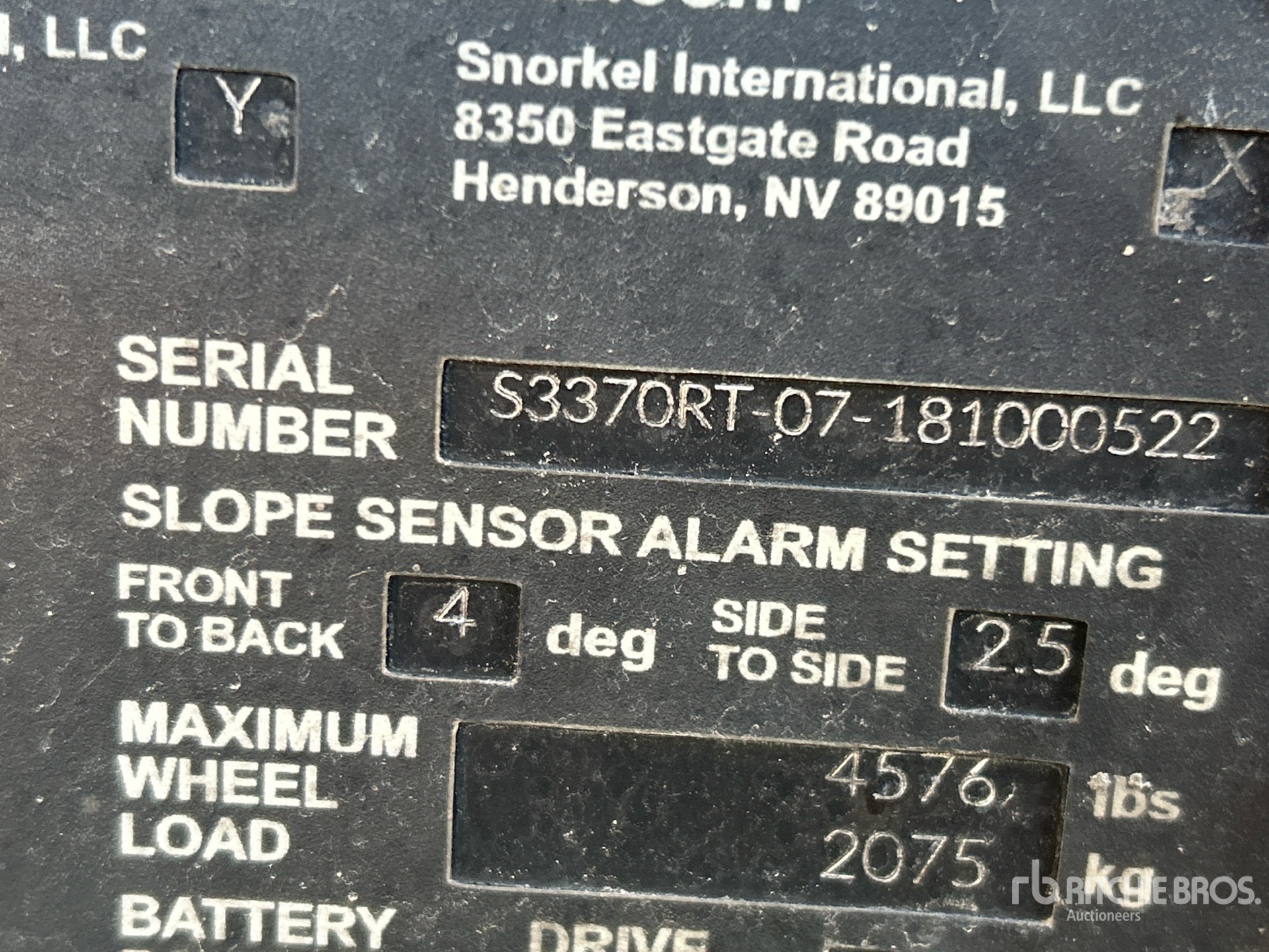 General Appearance with Serial Number / VIN