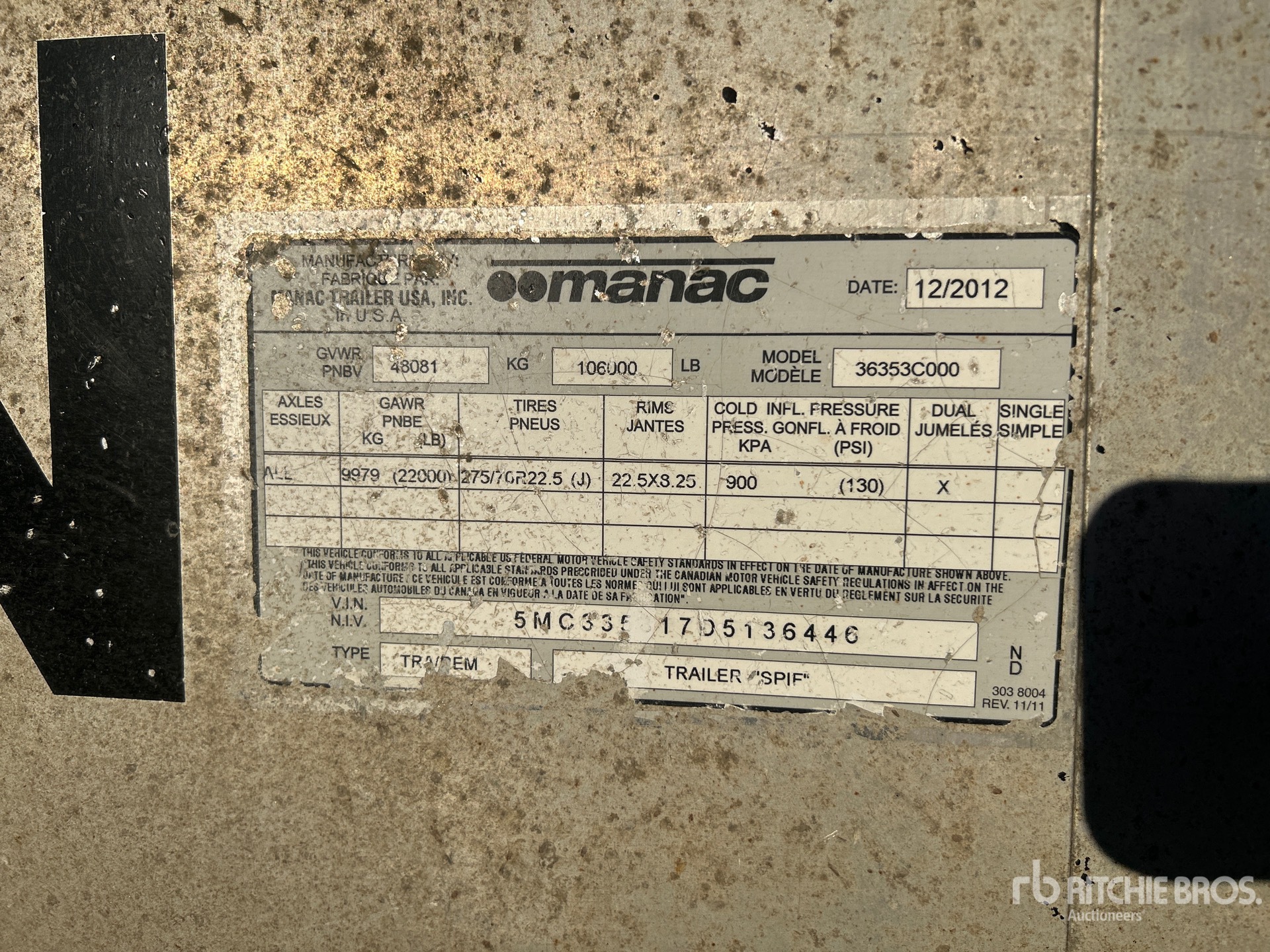 General Appearance with Serial Number / VIN