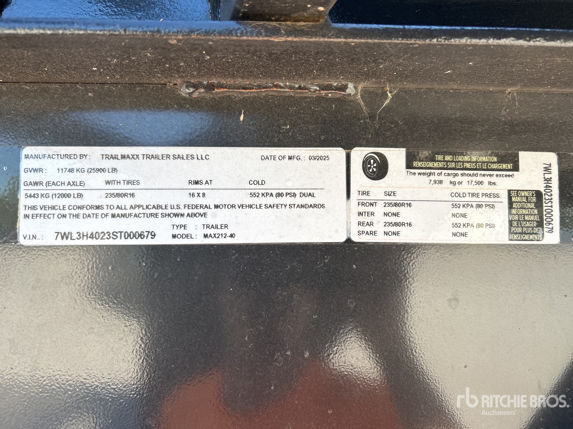 General Appearance with Serial Number / VIN