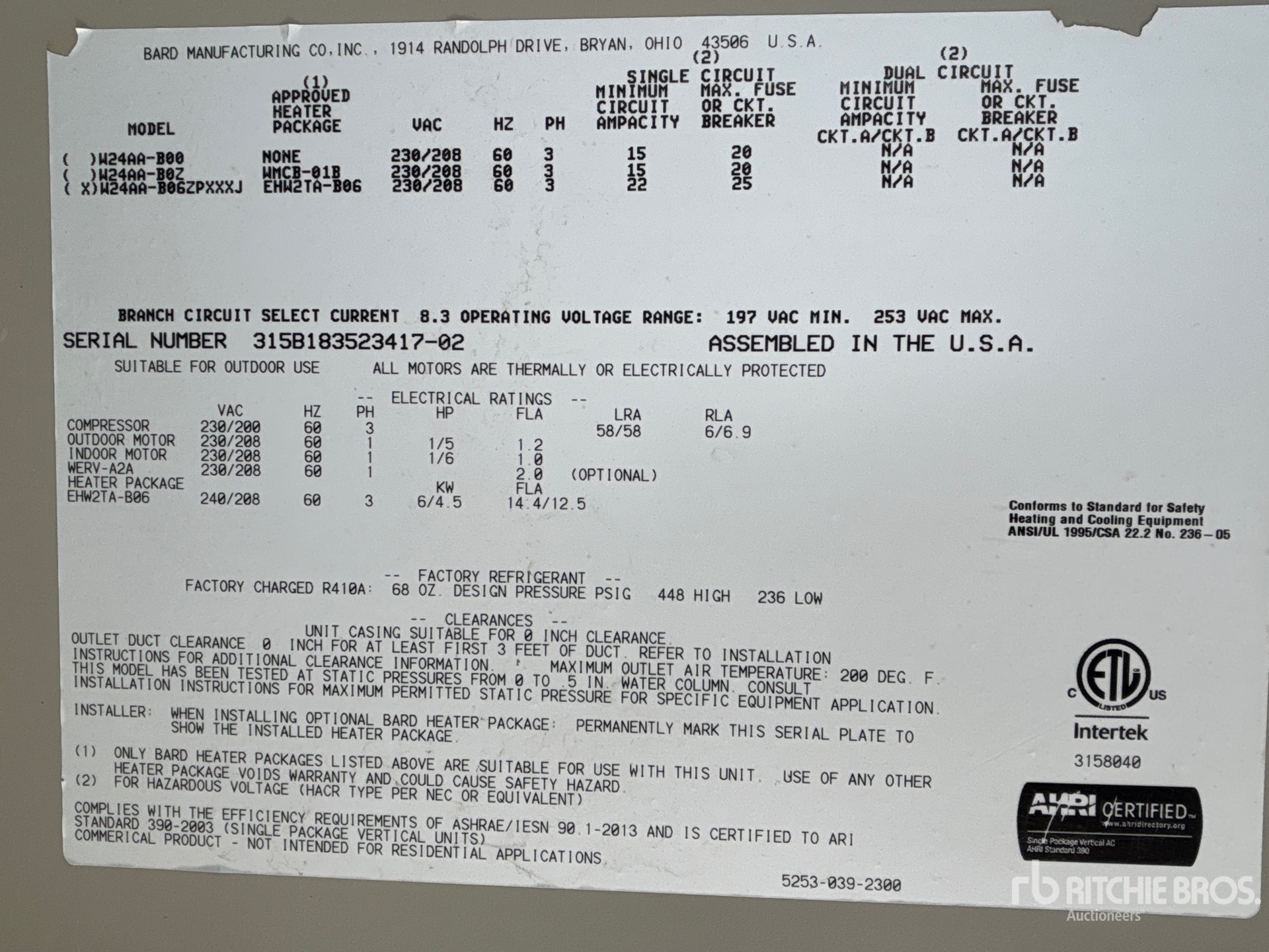 General Appearance with Seriennummer / FIN
