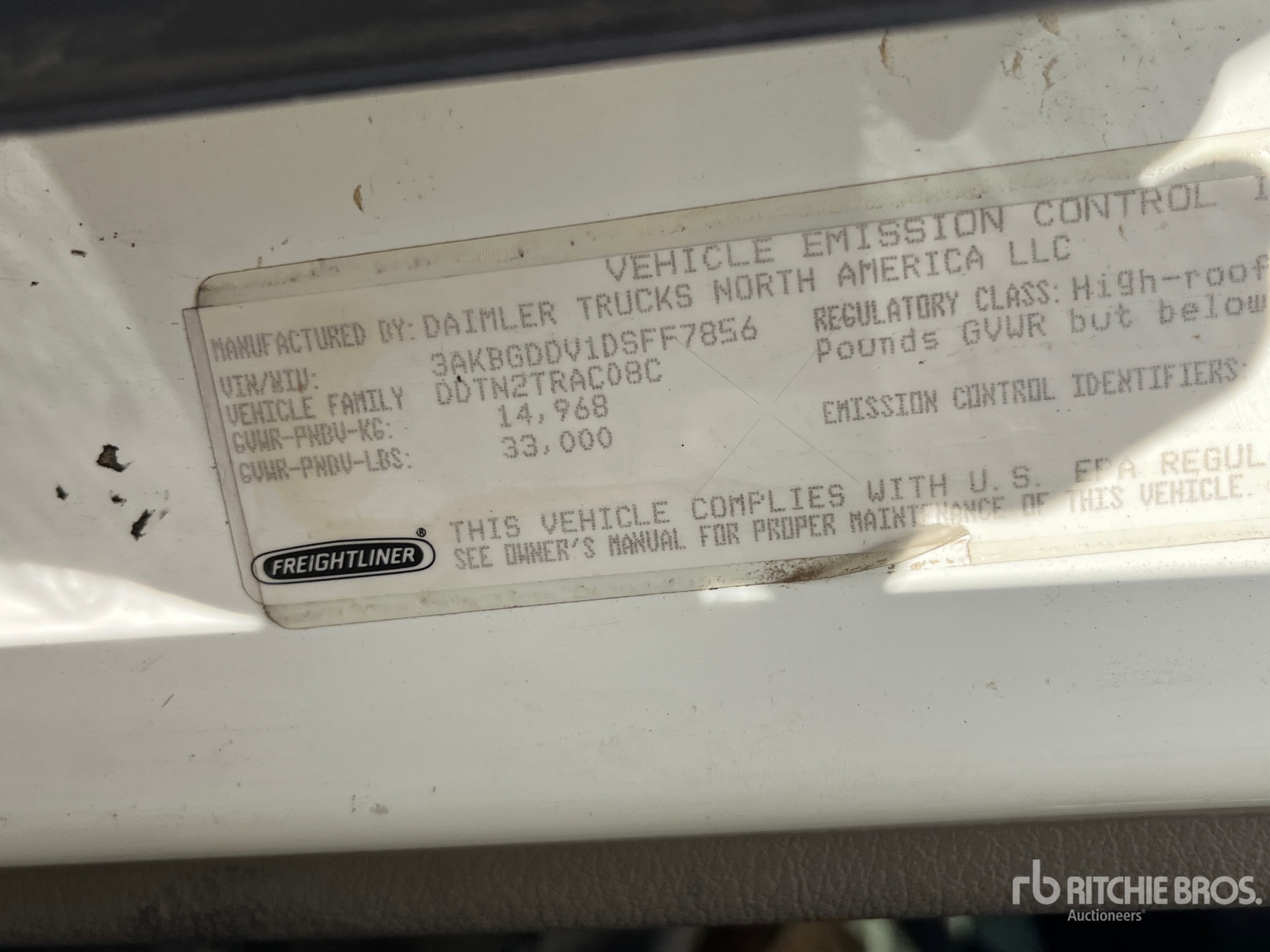 General Appearance with Serial Number / VIN