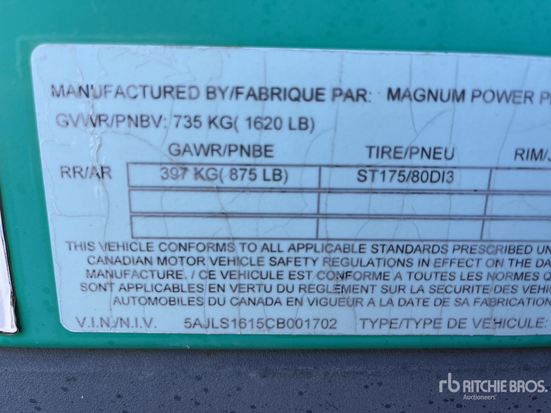 General Appearance with Serial Number / VIN