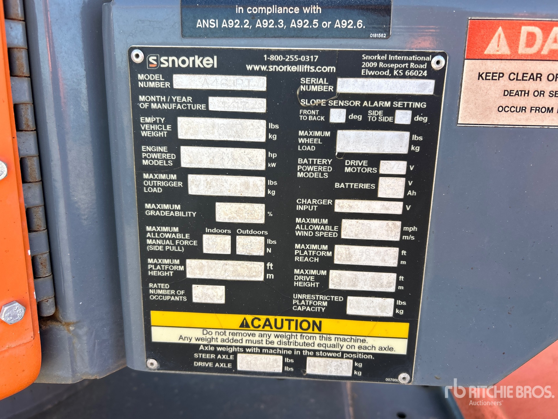 General Appearance with Serial Number / VIN