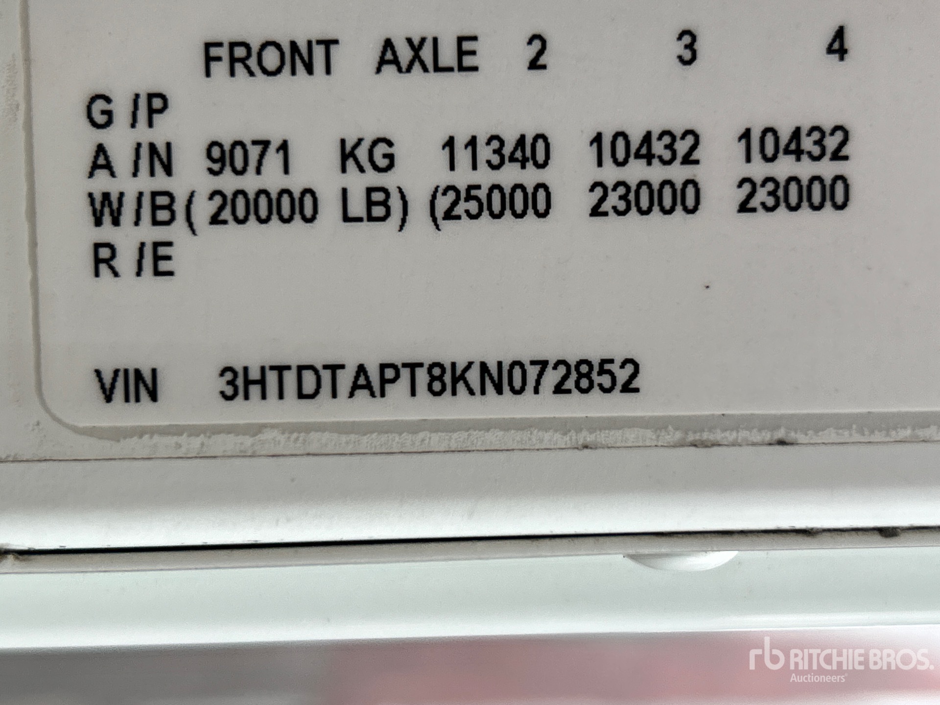 General Appearance with Serial Number / VIN