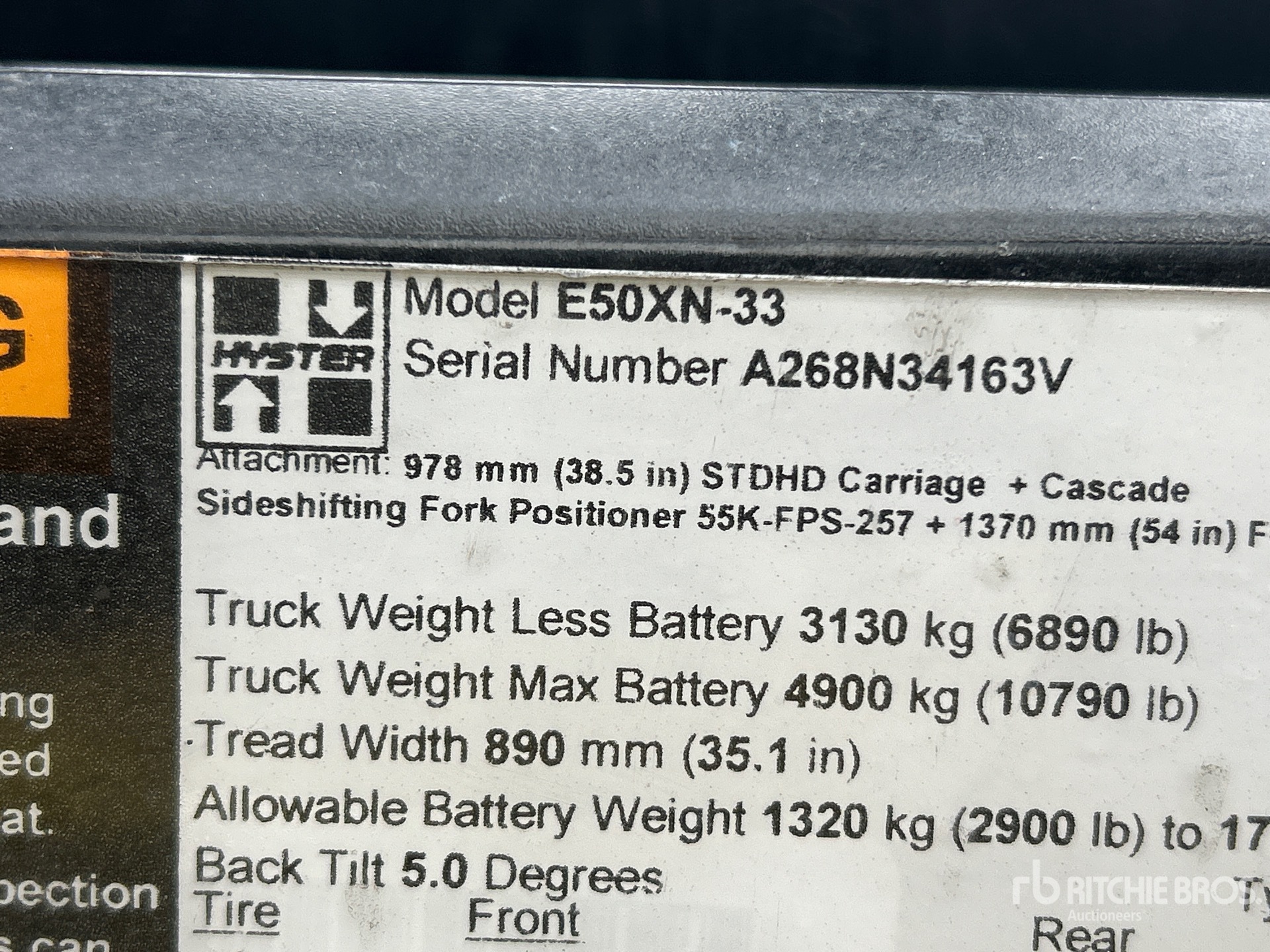 General Appearance with Serial Number / VIN