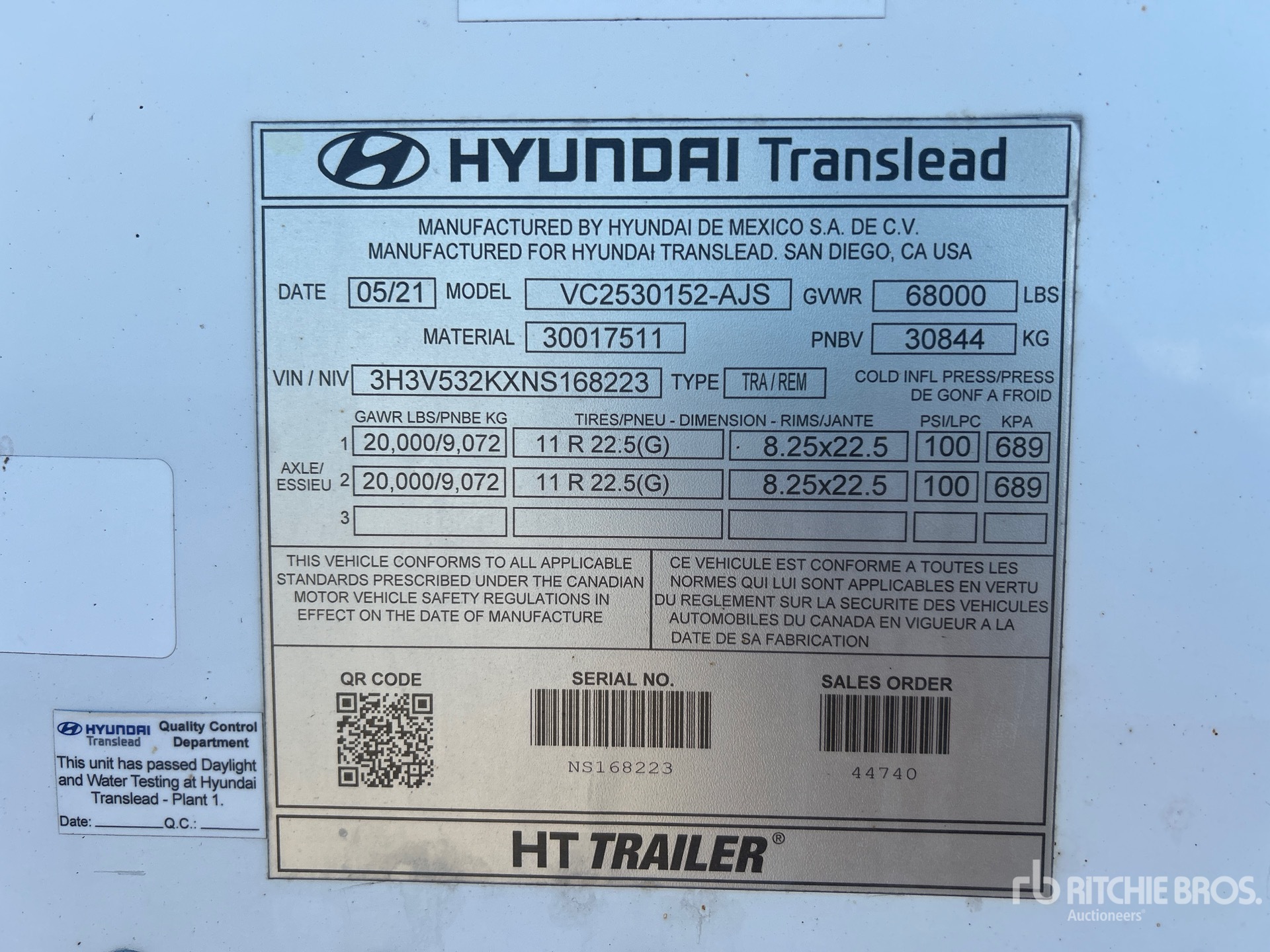 General Appearance with Serial Number / VIN