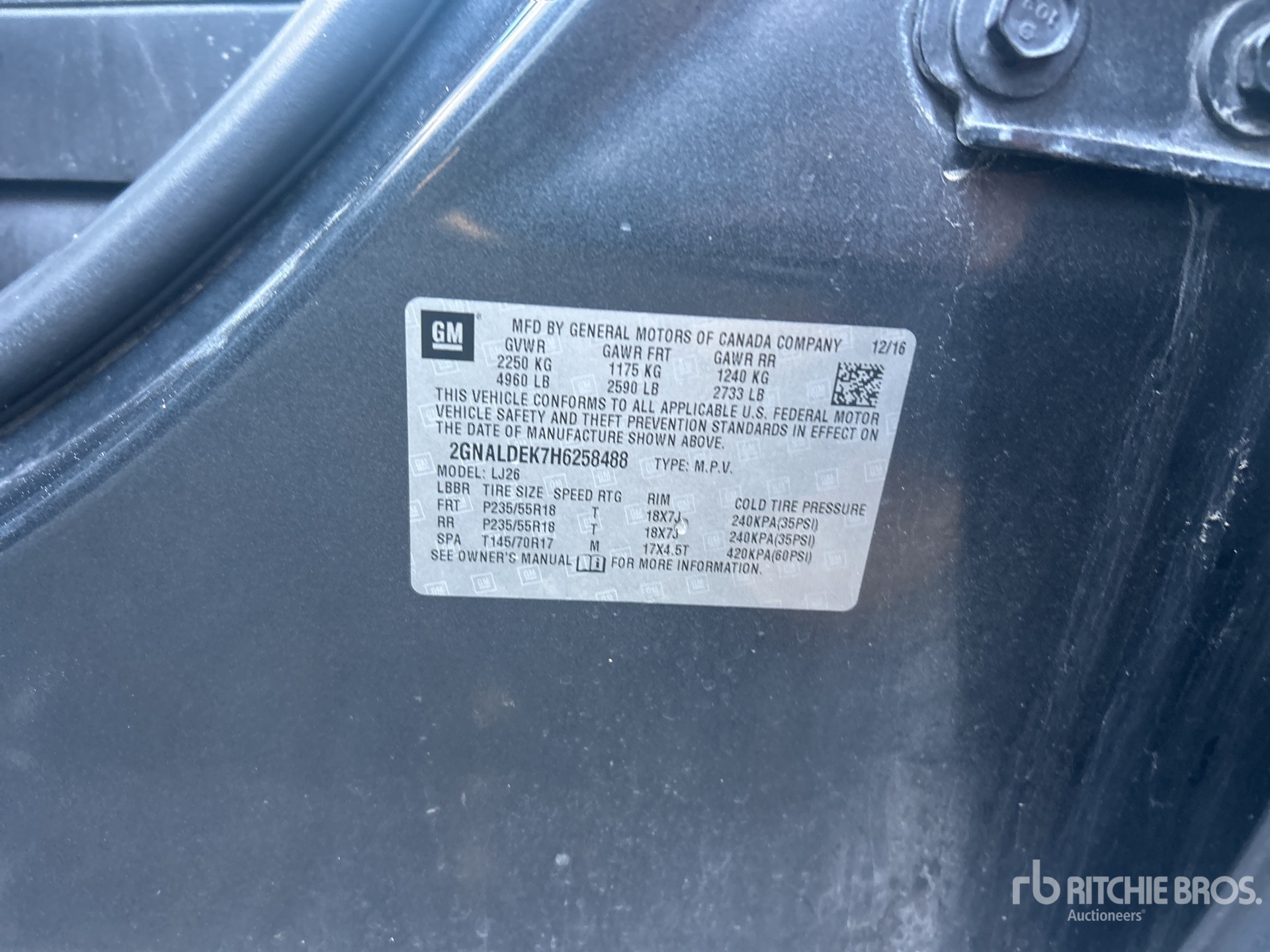 General Appearance with Serial Number / VIN