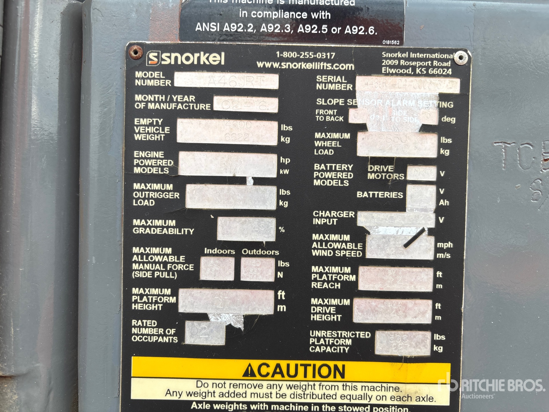 General Appearance with Serial Number / VIN