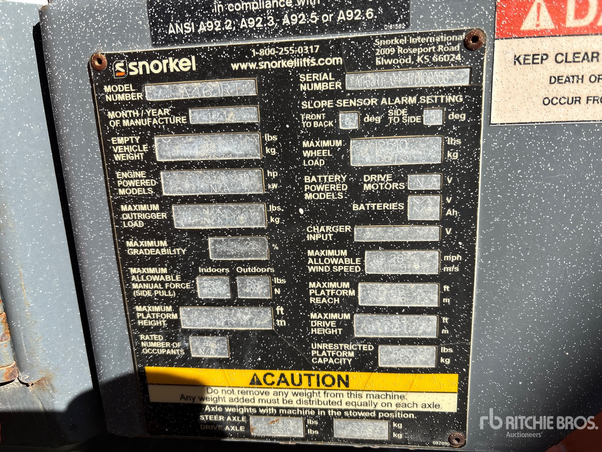 General Appearance with N.º de serie/VIN