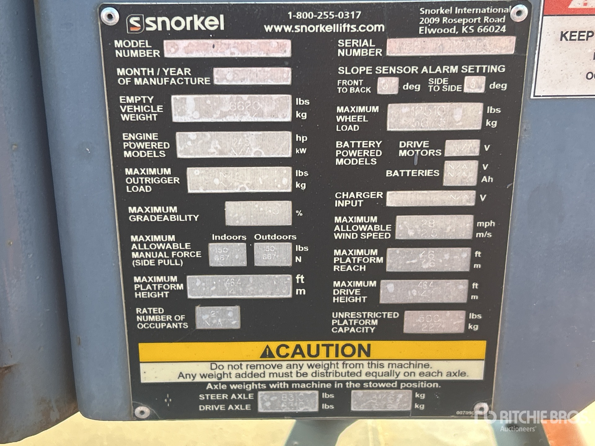 General Appearance with Serial Number / VIN