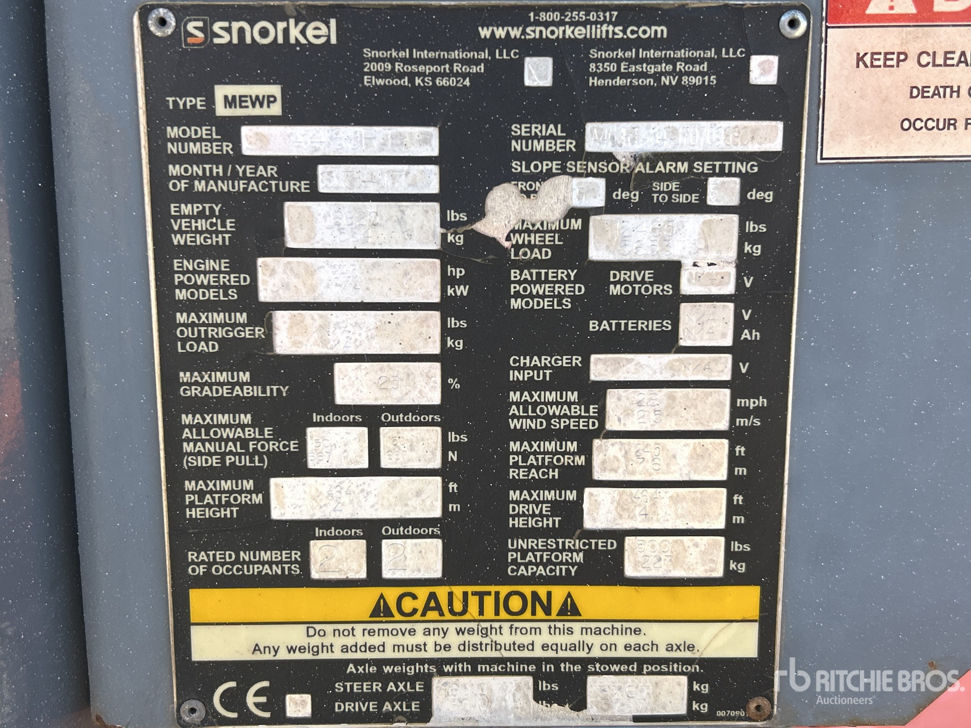 General Appearance with N.º de serie/VIN