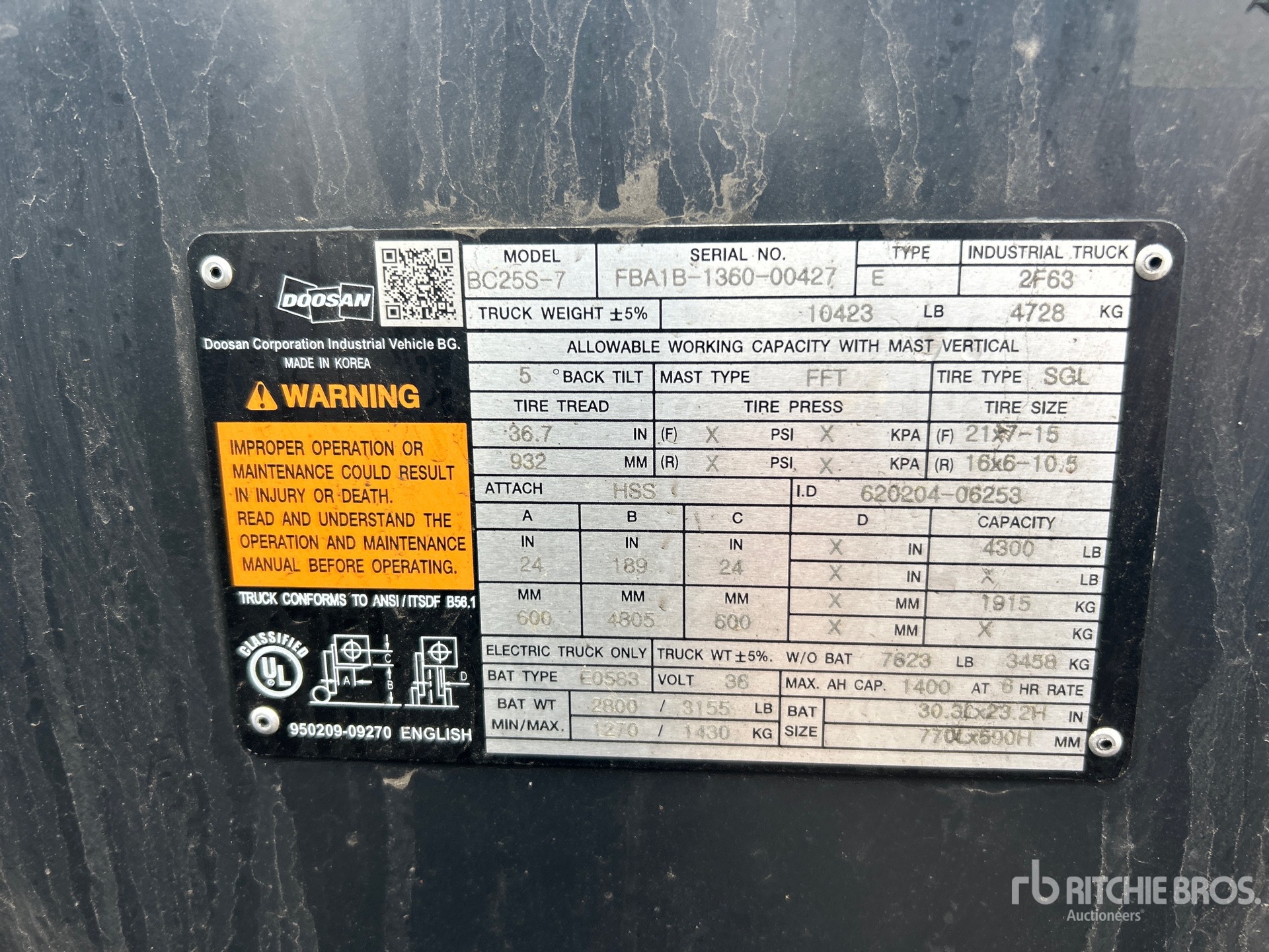 General Appearance with Serial Number / VIN