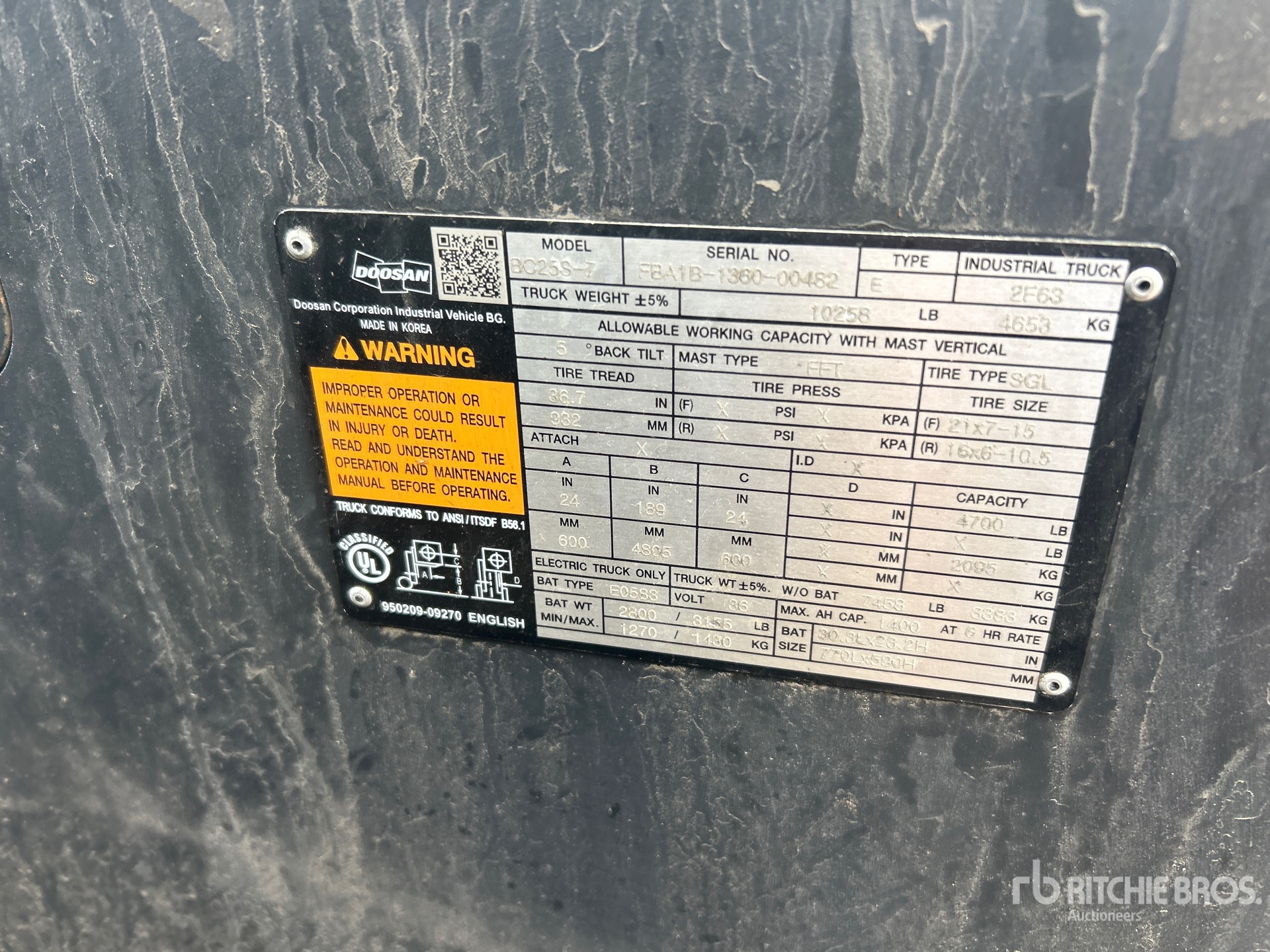 General Appearance with Serial Number / VIN