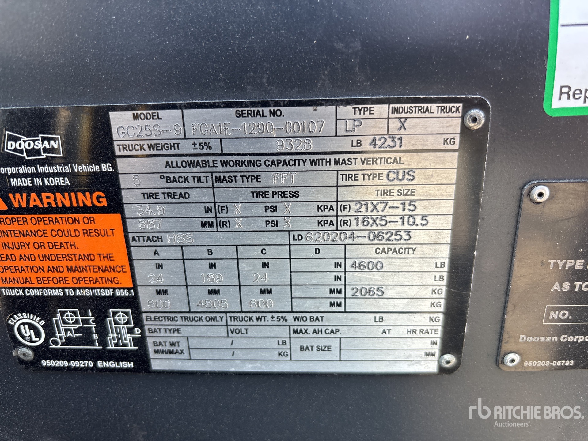 General Appearance with Serial Number / VIN