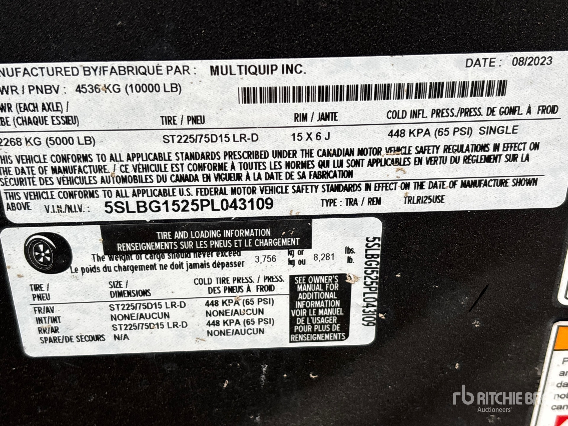 General Appearance with Serial Number / VIN