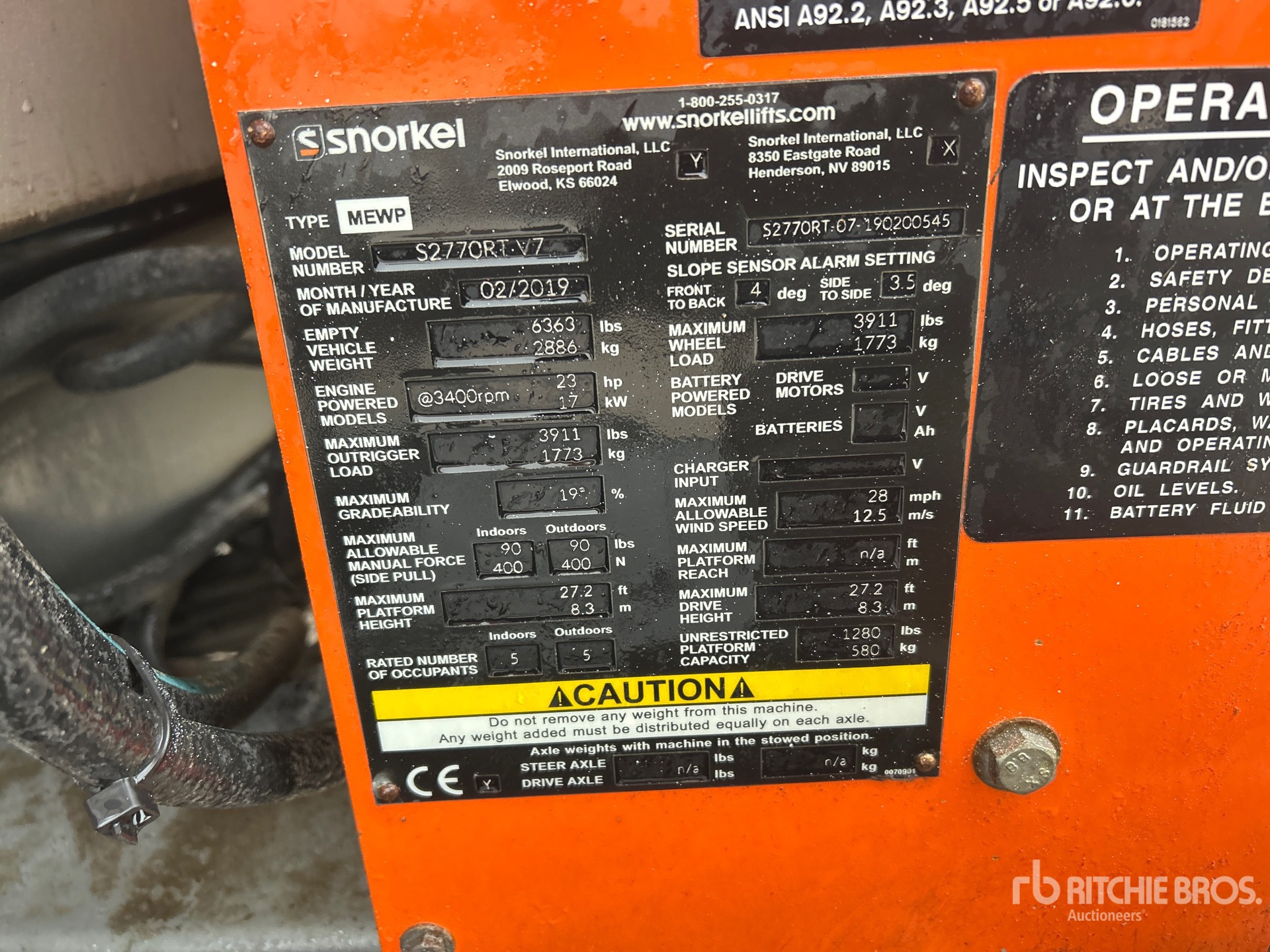 General Appearance with Serial Number / VIN