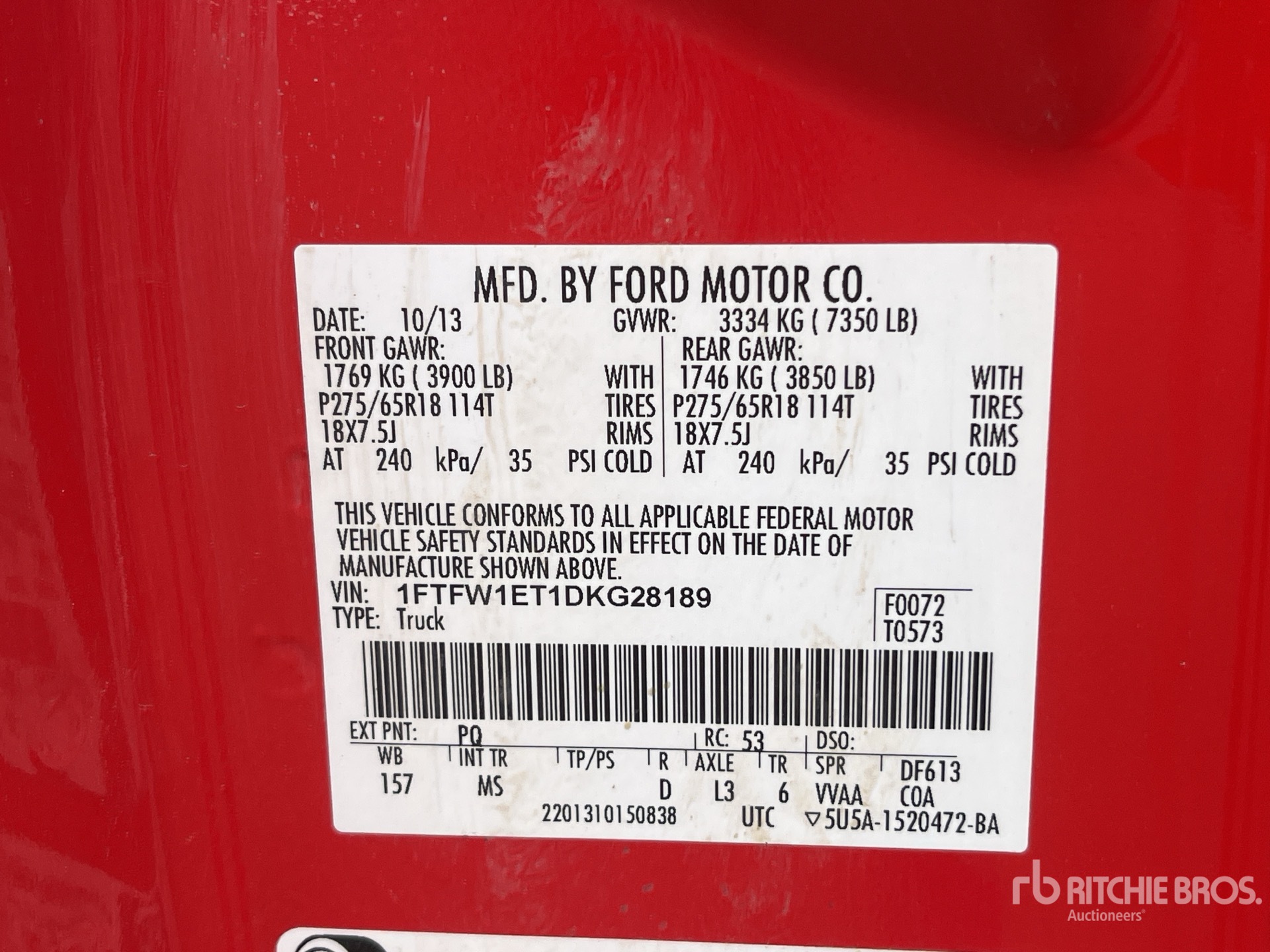 General Appearance with Serial Number / VIN