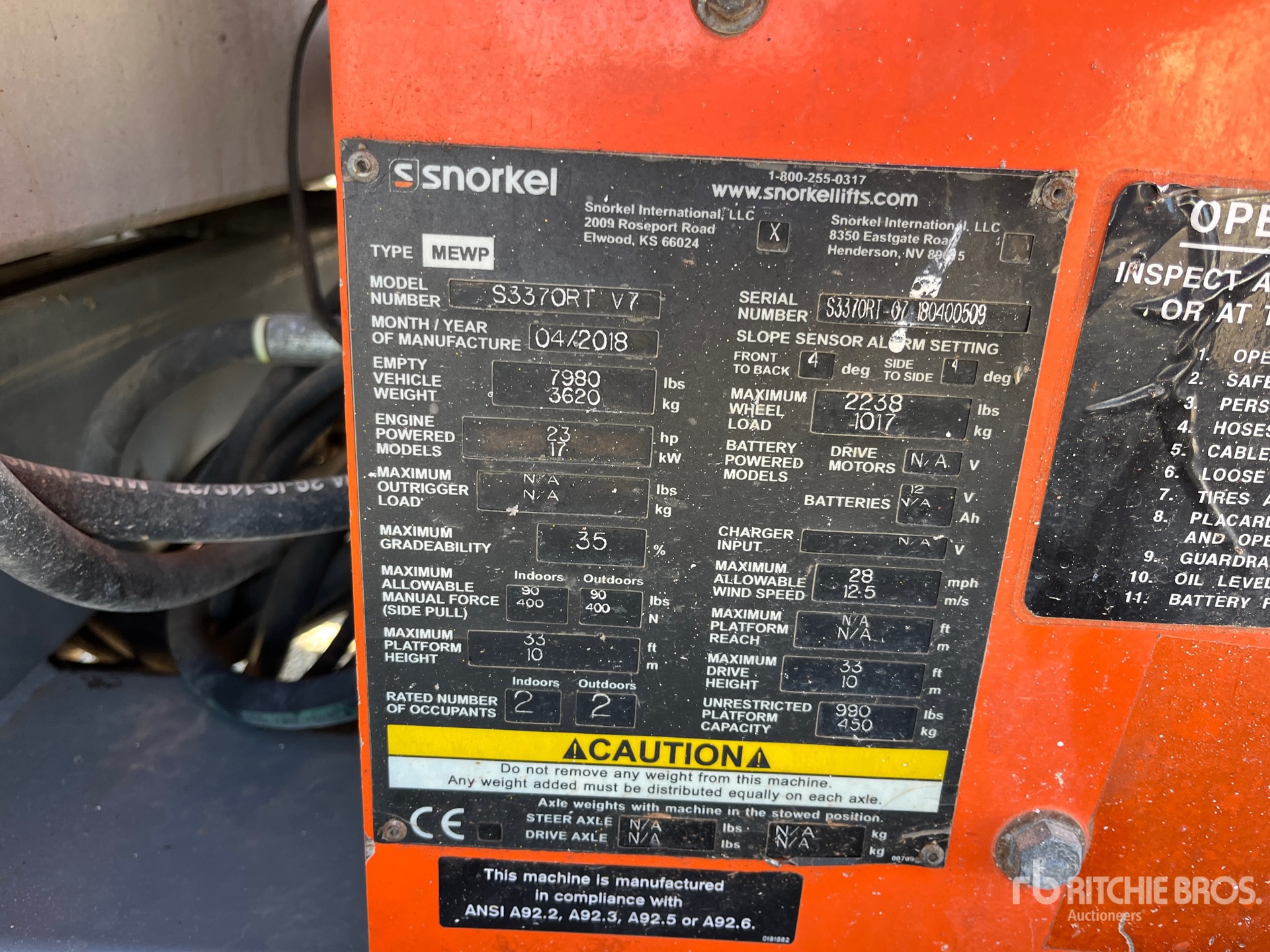 General Appearance with Serial Number / VIN