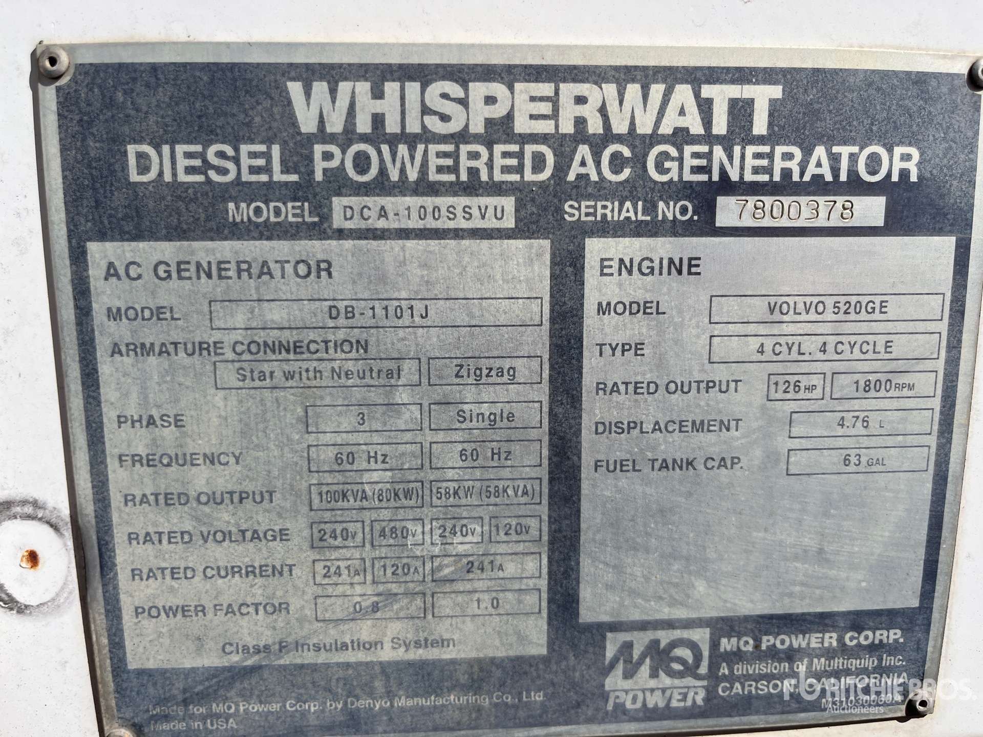 General Appearance with Serial Number / VIN