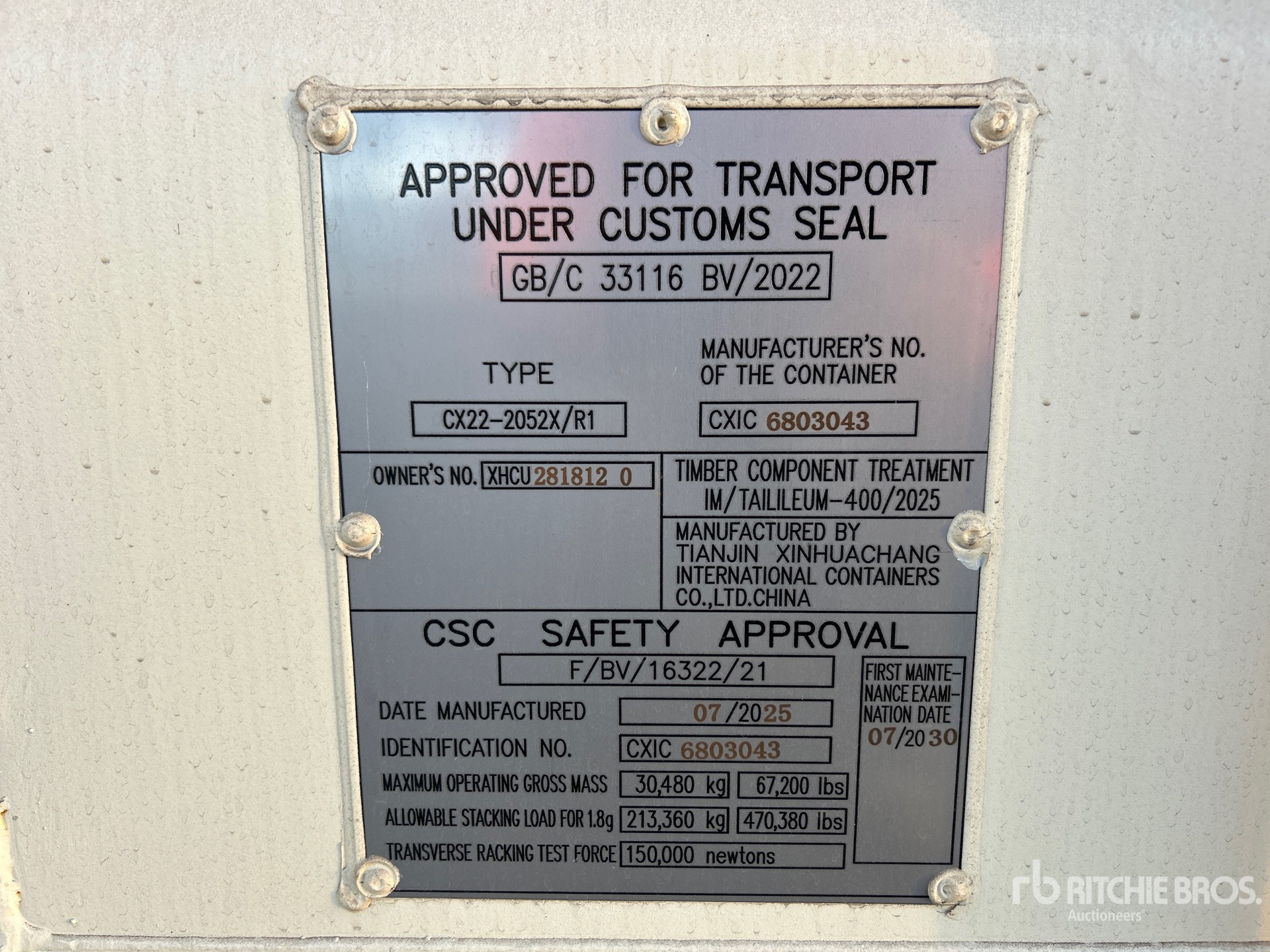 General Appearance with Serial Number / VIN