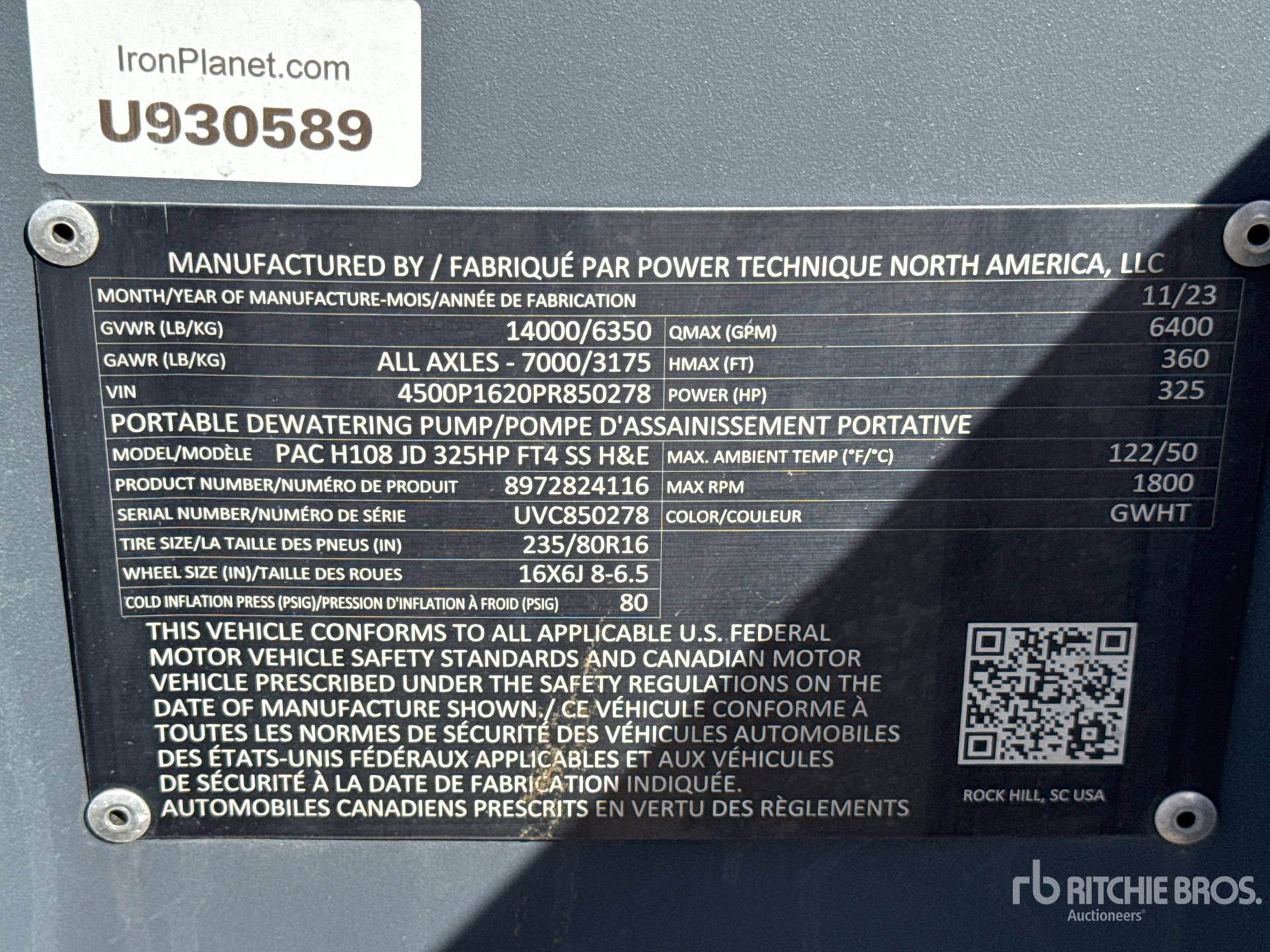 General Appearance with Serial Number / VIN