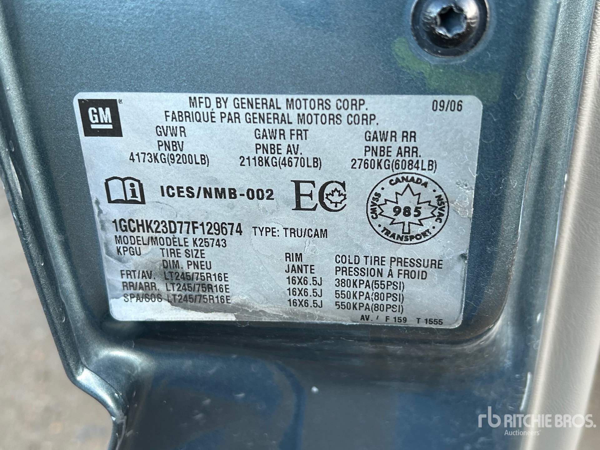 General Appearance with Serial Number / VIN