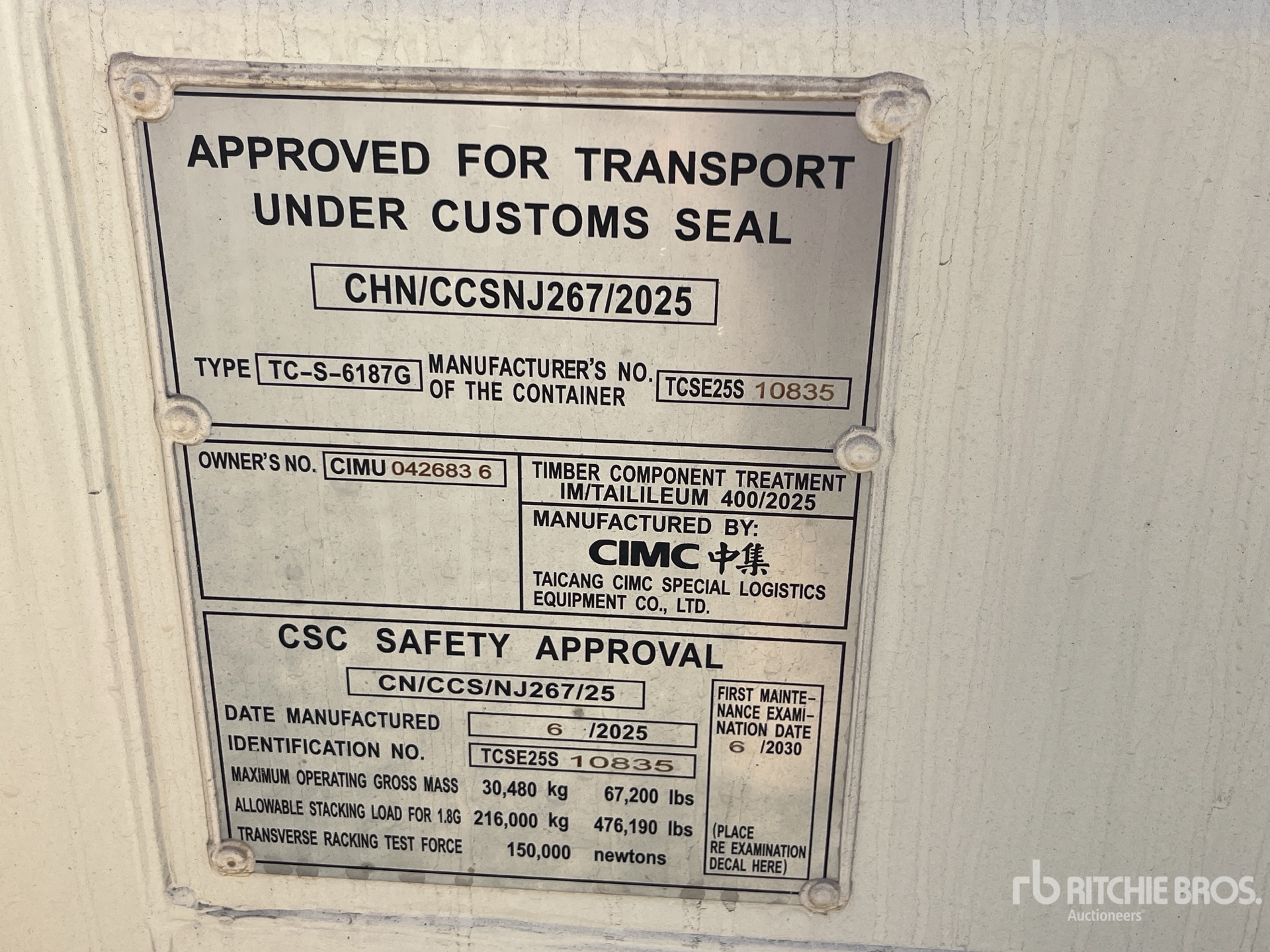 General Appearance with Serial Number / VIN