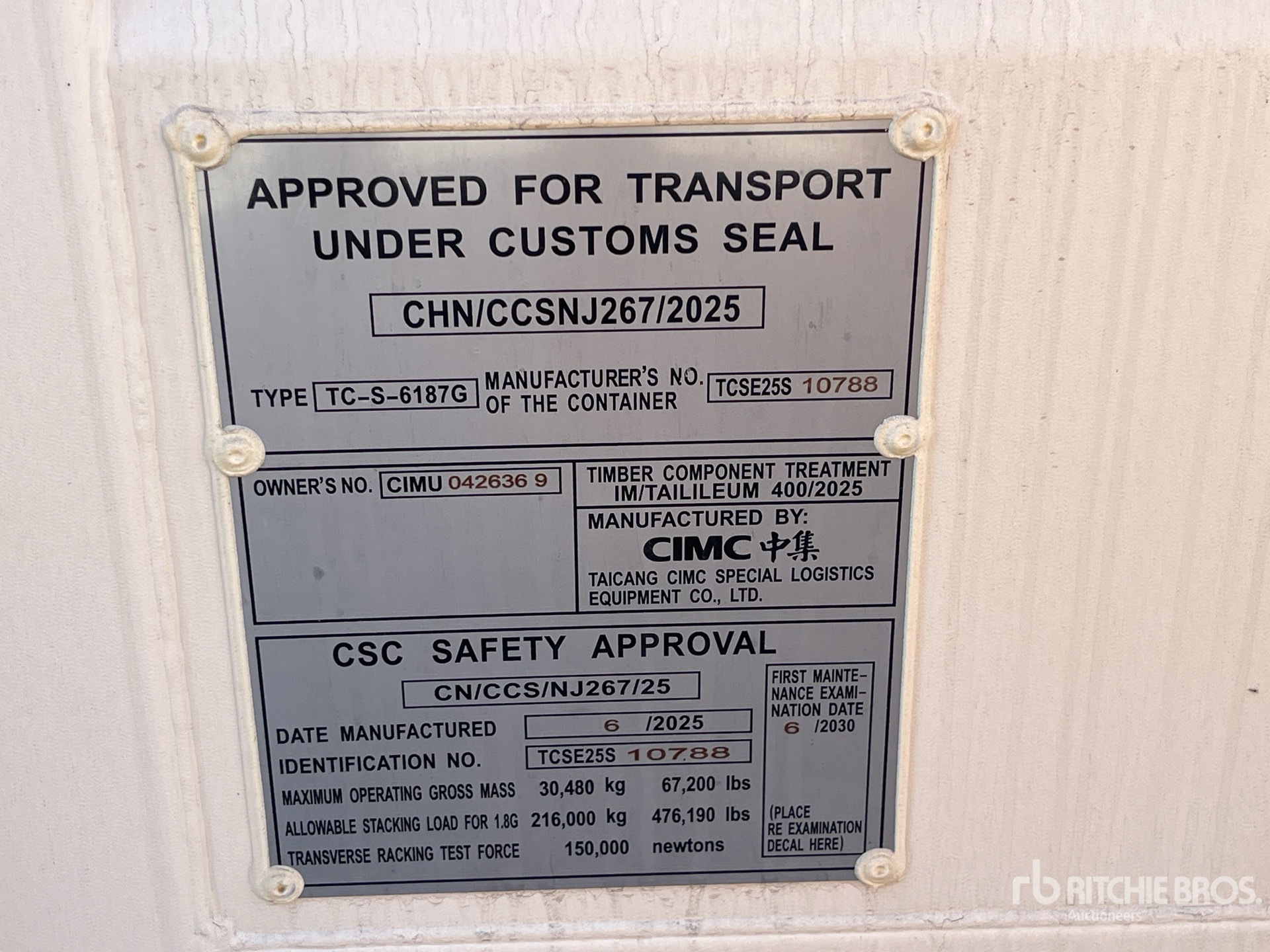 General Appearance with Serial Number / VIN