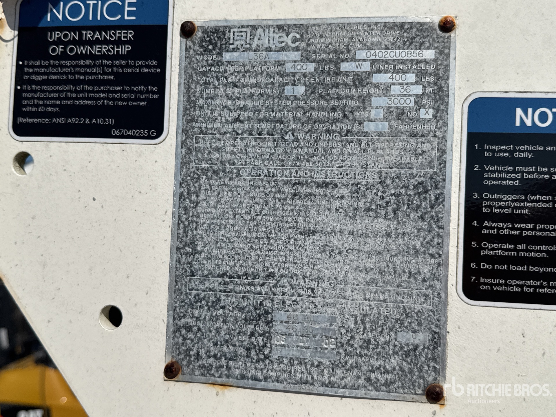 General Appearance with Serial Number / VIN