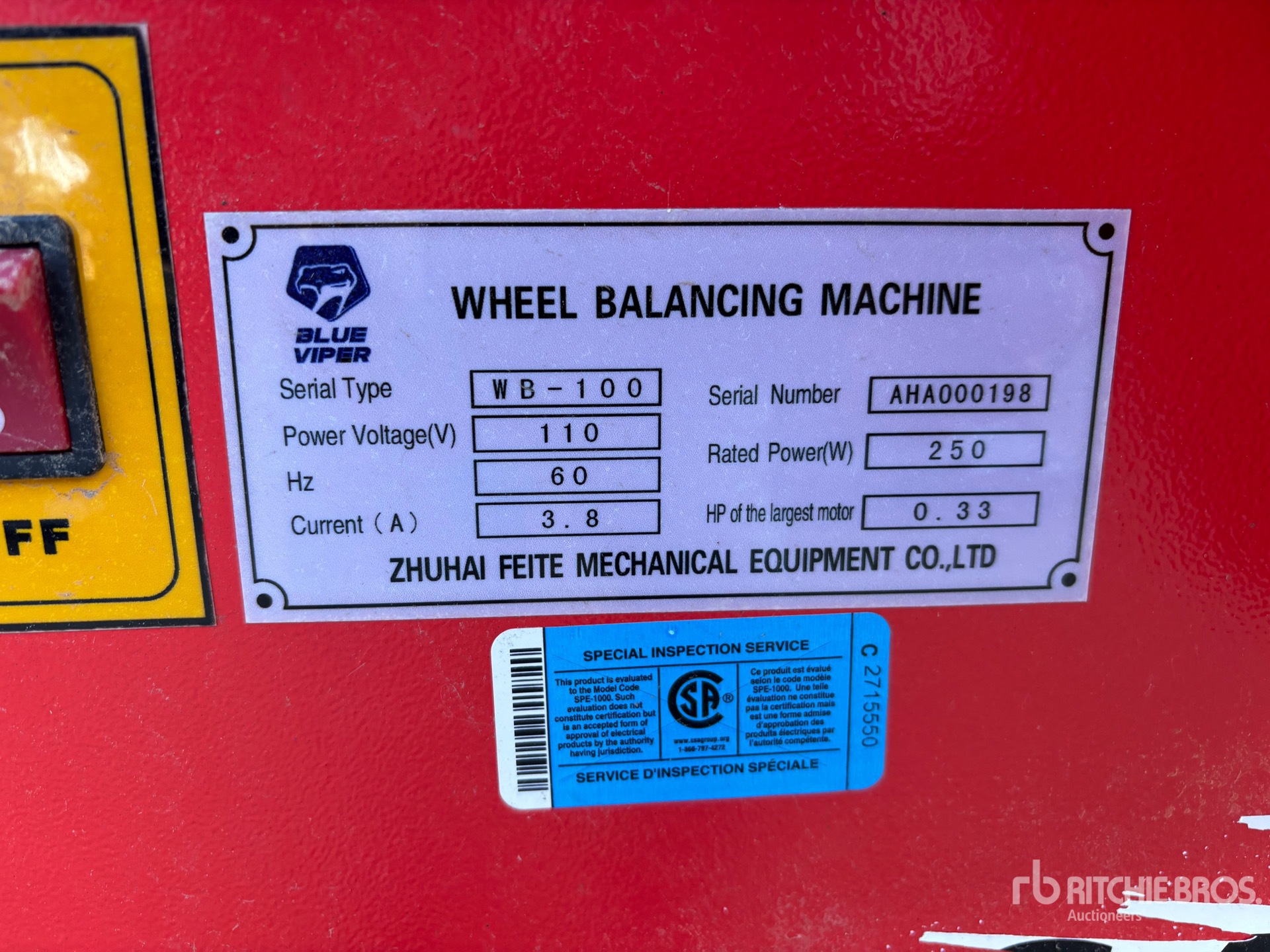 General Appearance with Serial Number / VIN