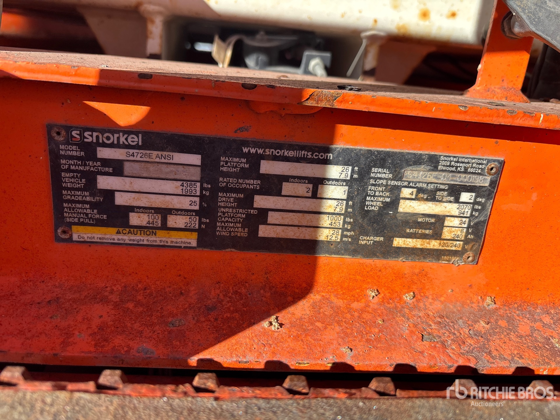 General Appearance with Serial Number / VIN