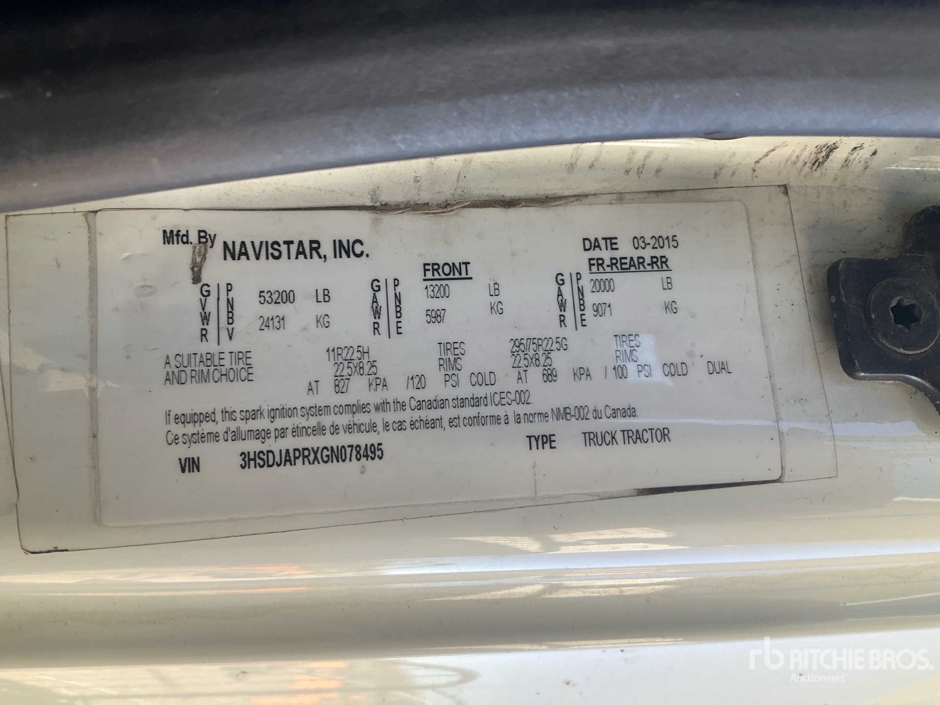 General Appearance with Serial Number / VIN