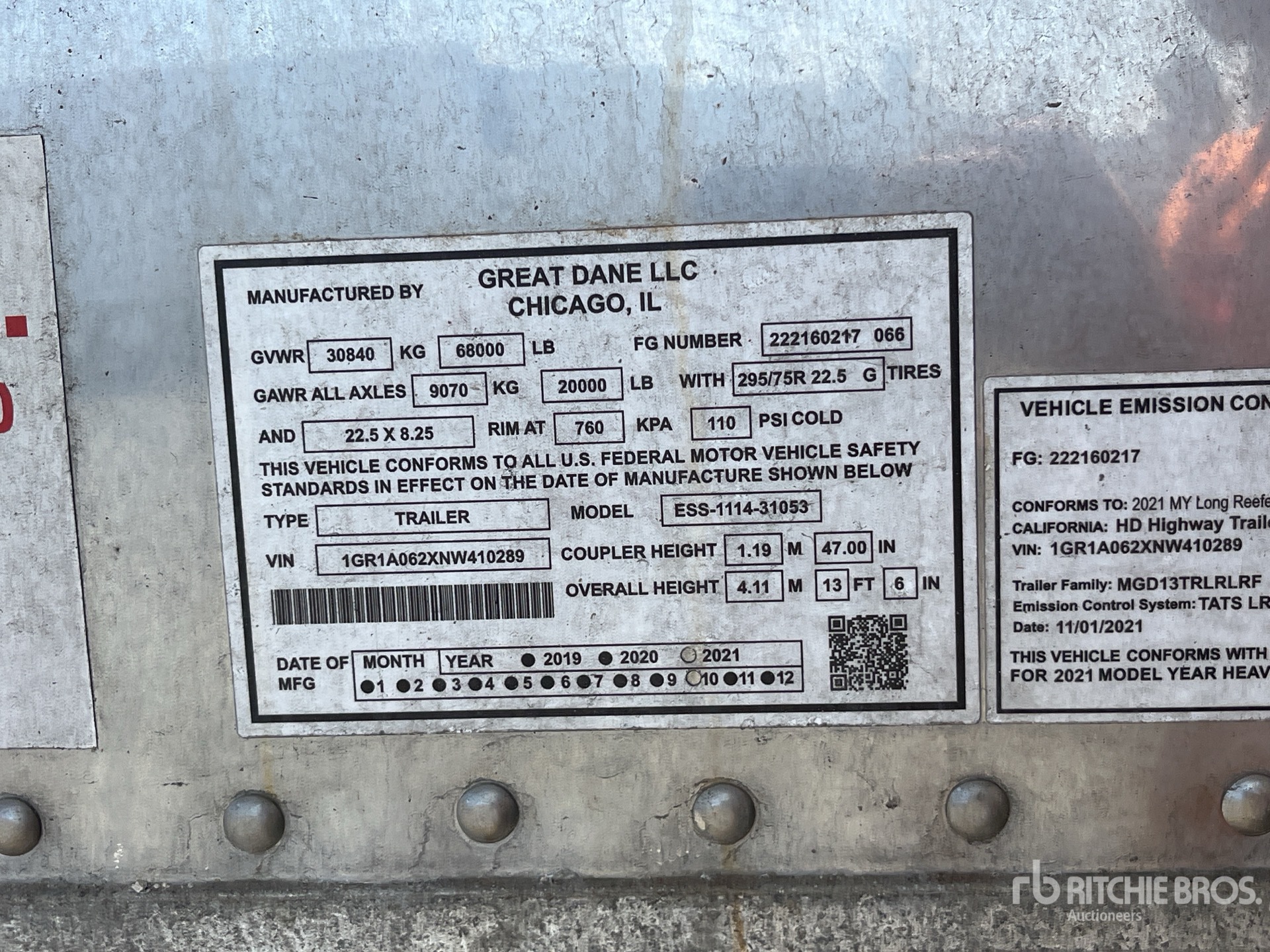 General Appearance with Serial Number / VIN