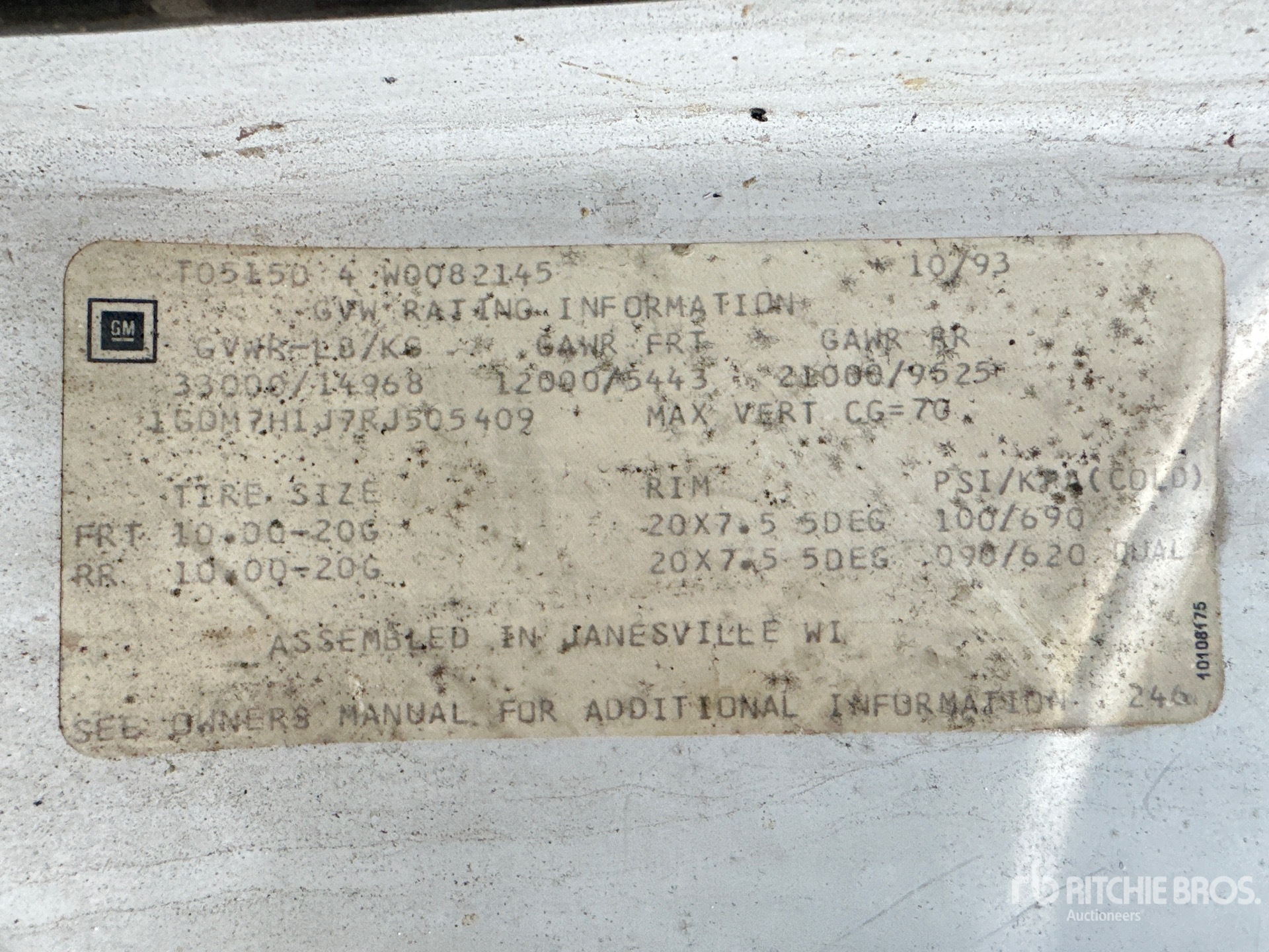 General Appearance with N.º de serie/VIN