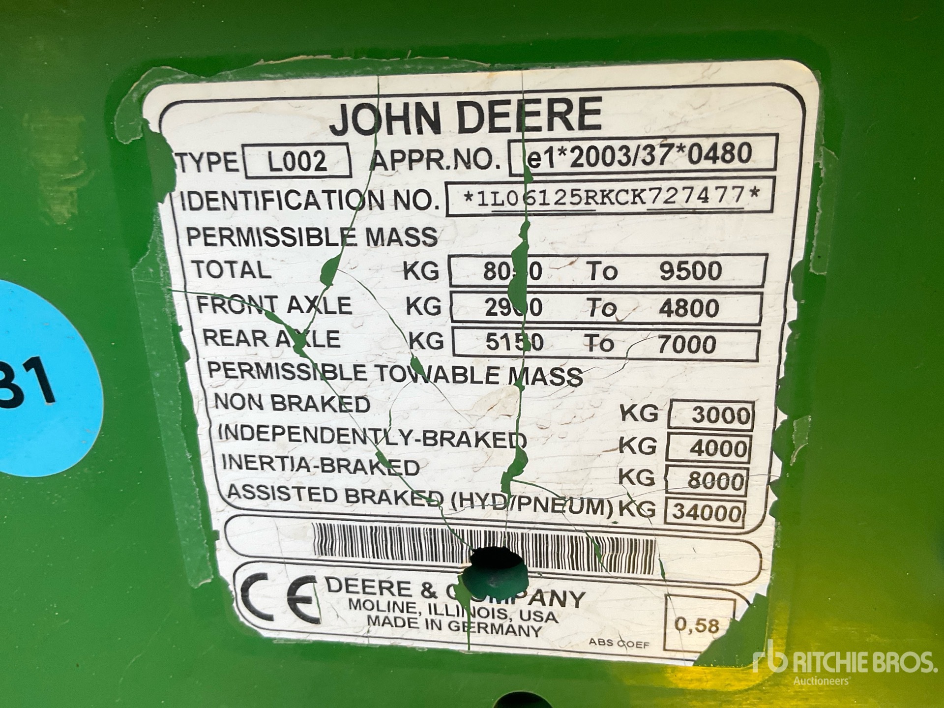 General Appearance with Serial Number / VIN