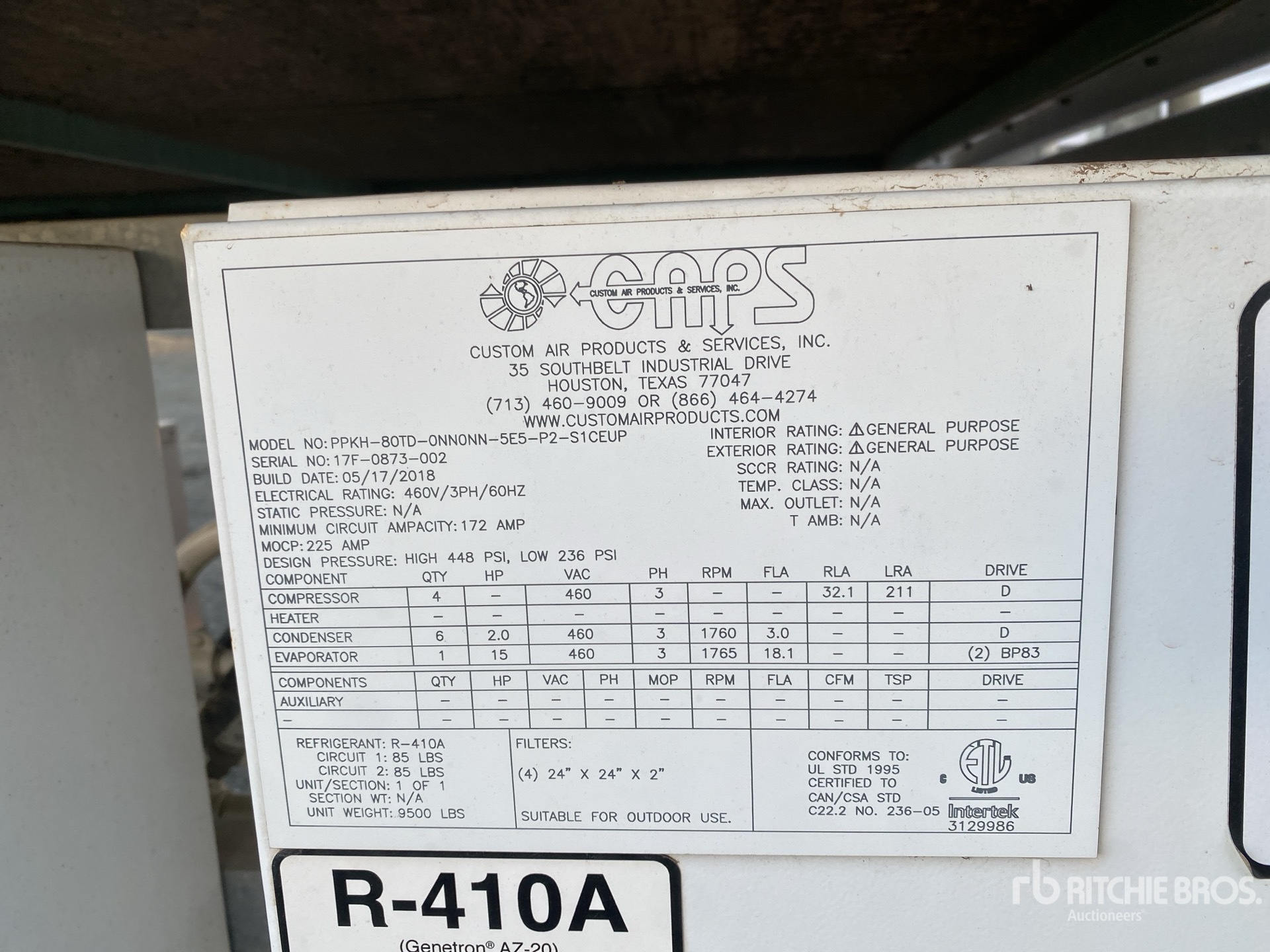 General Appearance with Serial Number / VIN