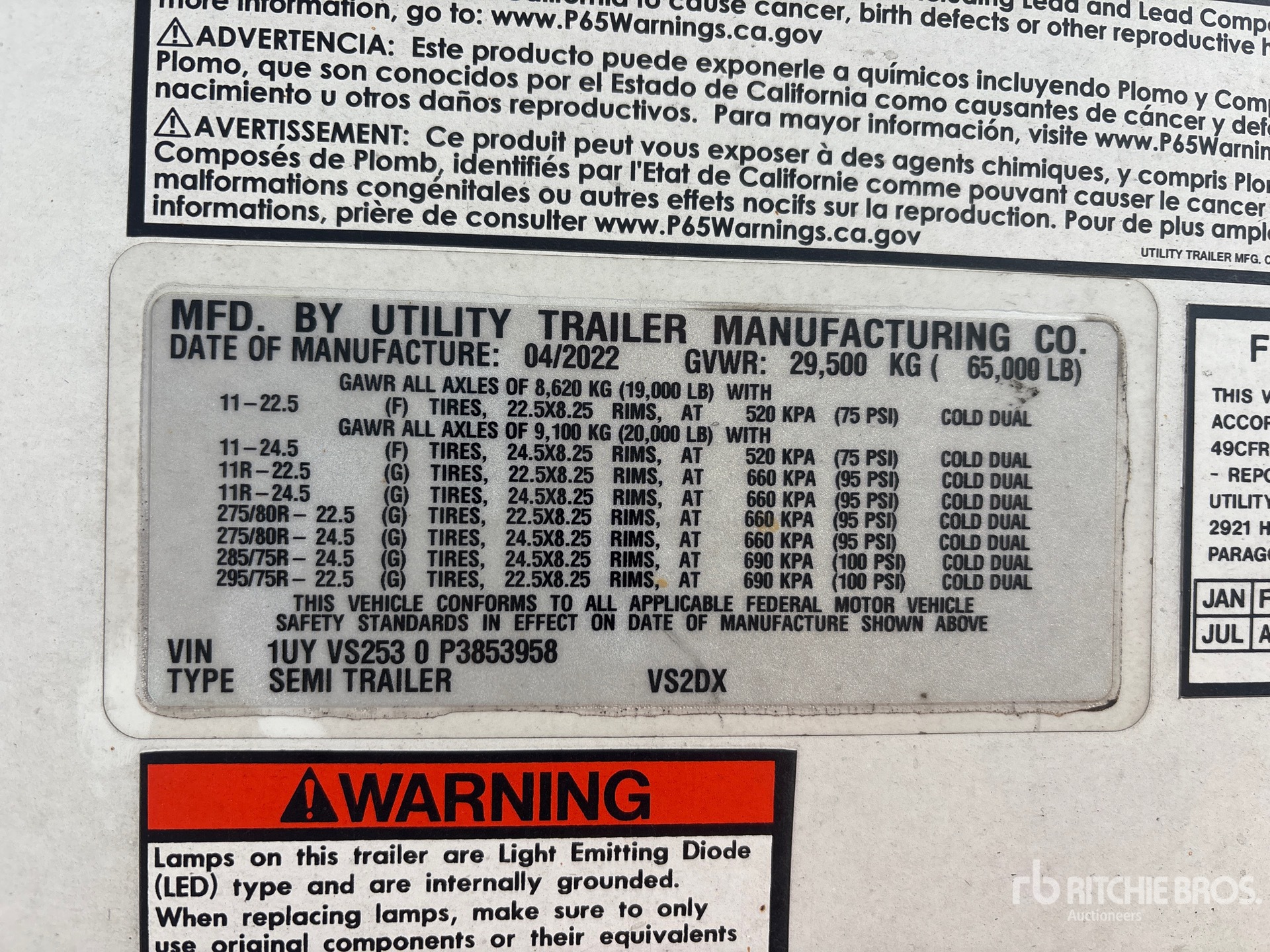 General Appearance with Serial Number / VIN