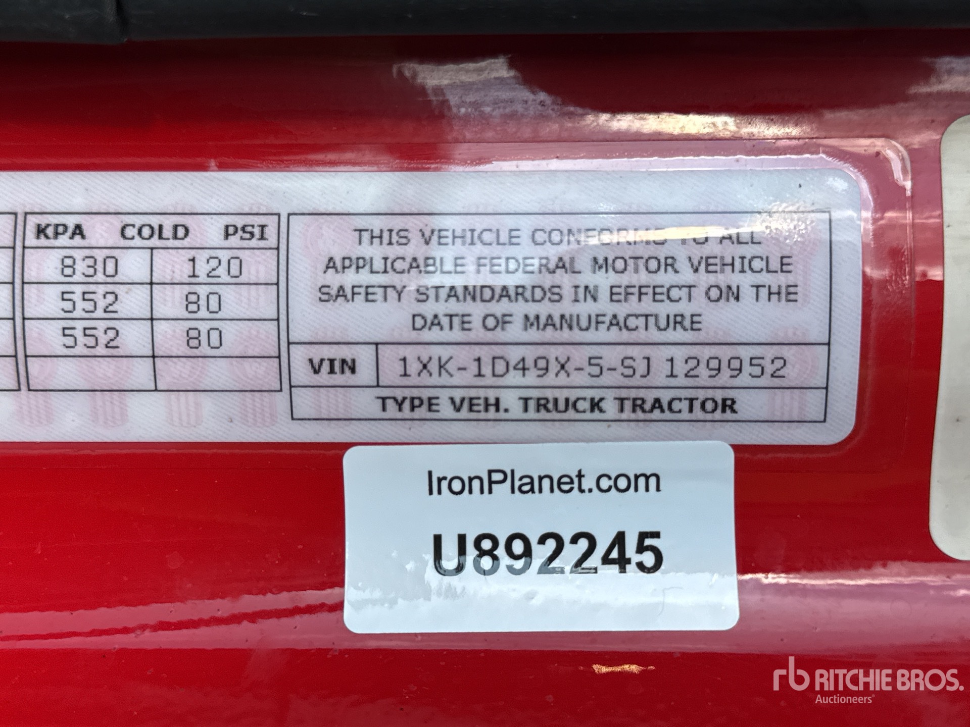 General Appearance with Serial Number / VIN
