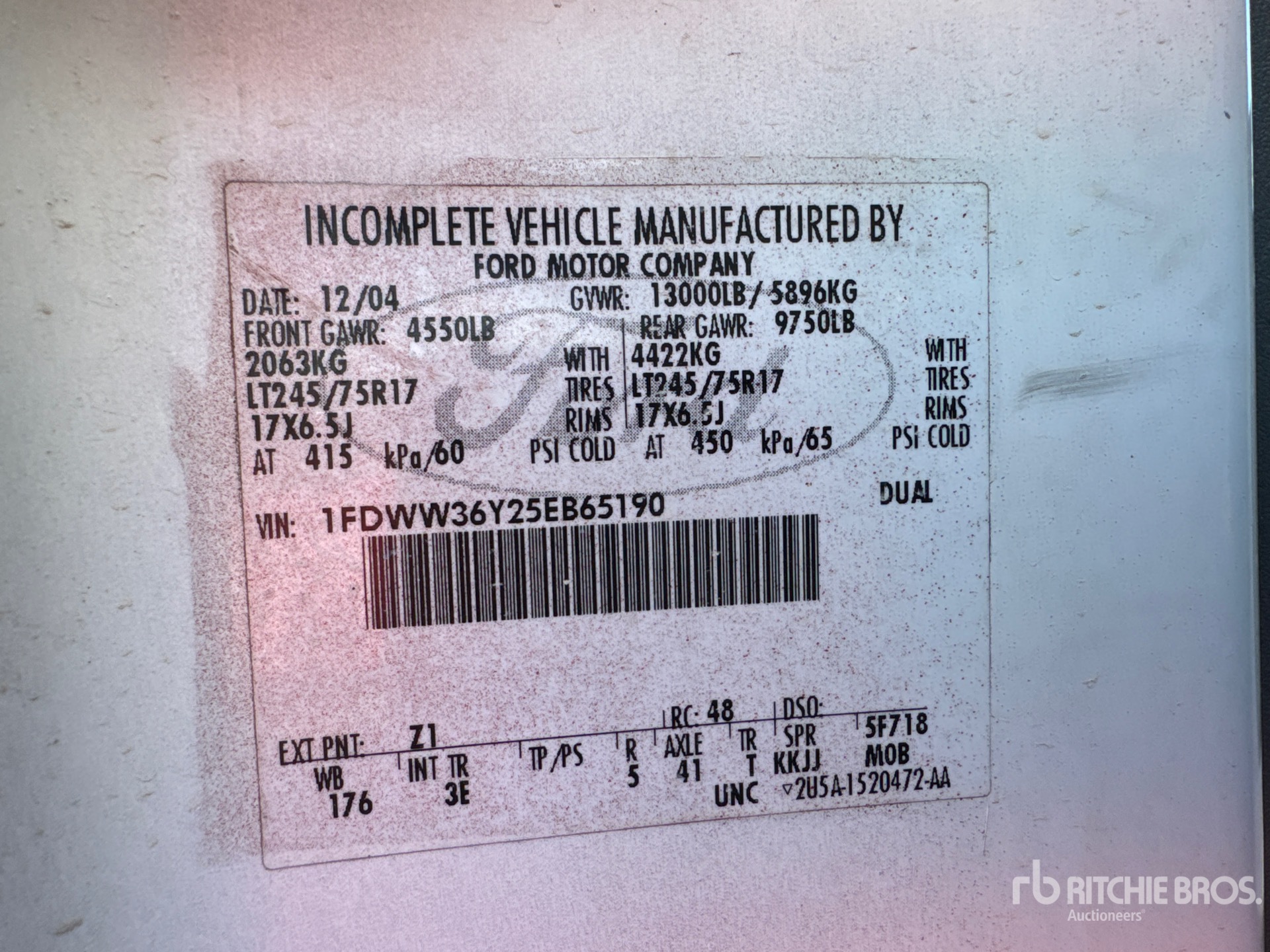 General Appearance with Serial Number / VIN