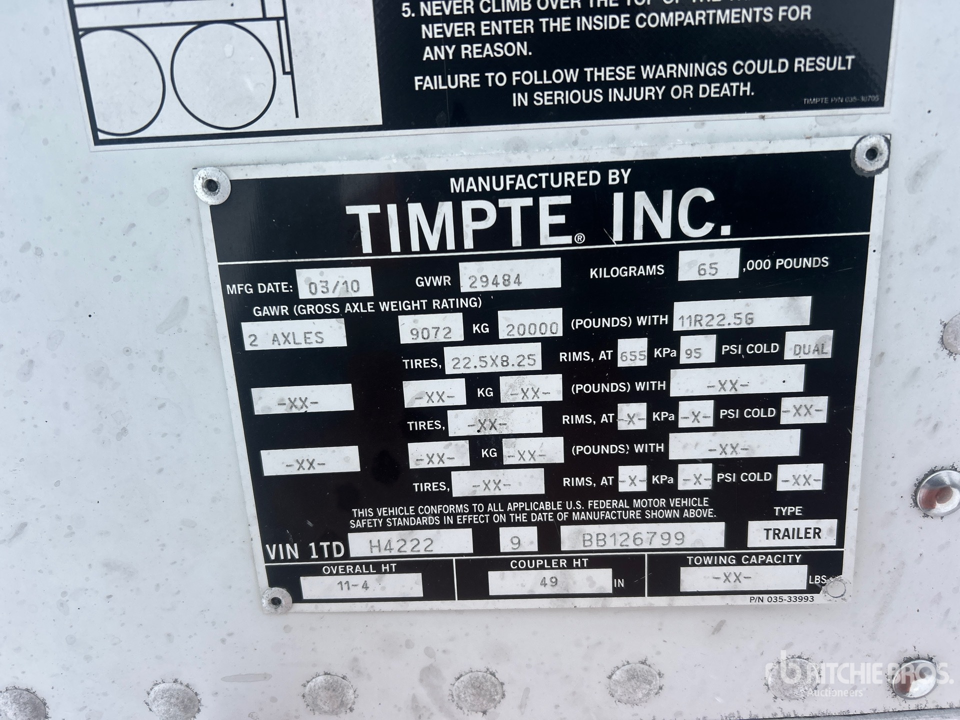 General Appearance with Serial Number / VIN