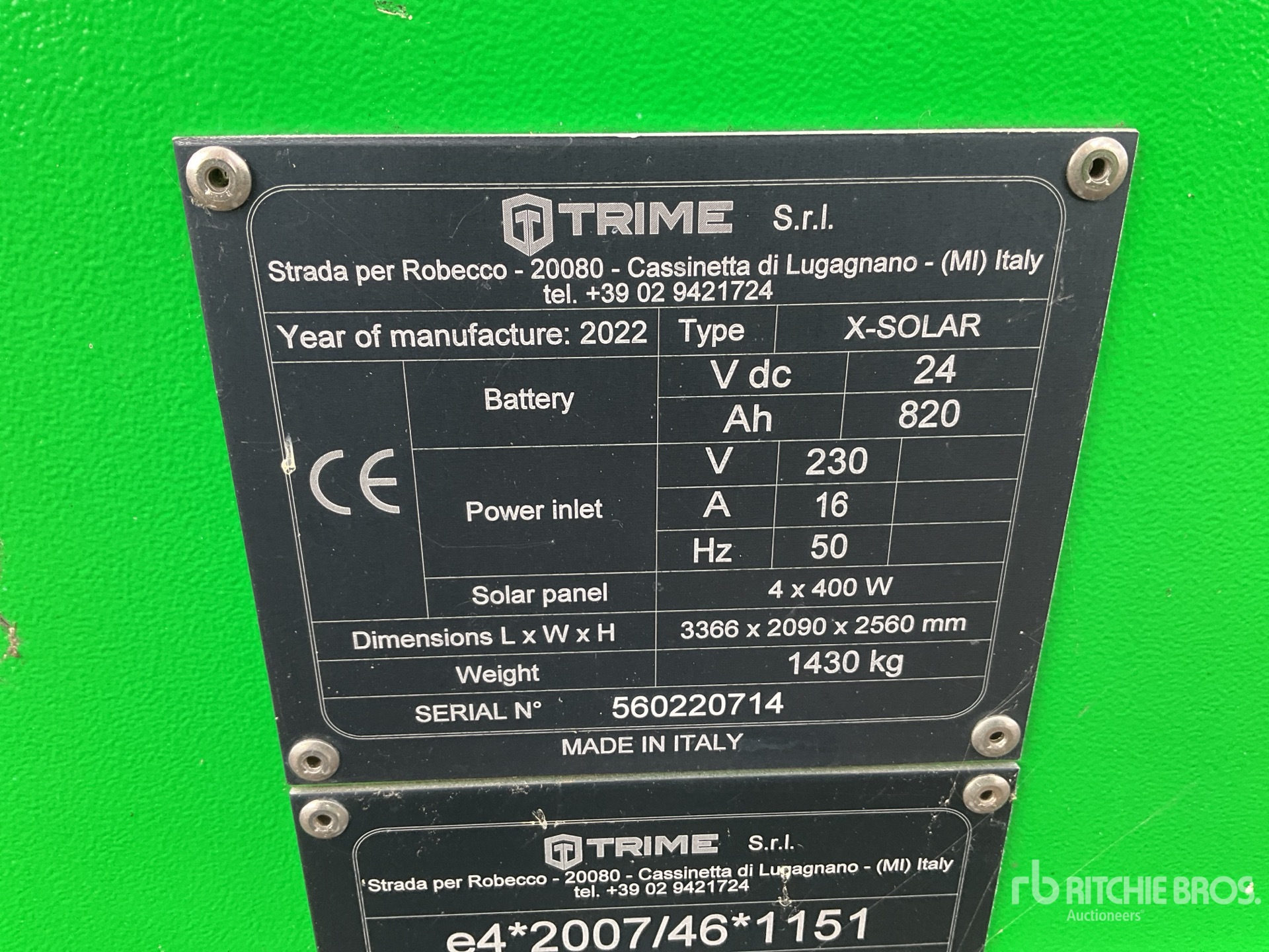 General Appearance with Serial Number / VIN