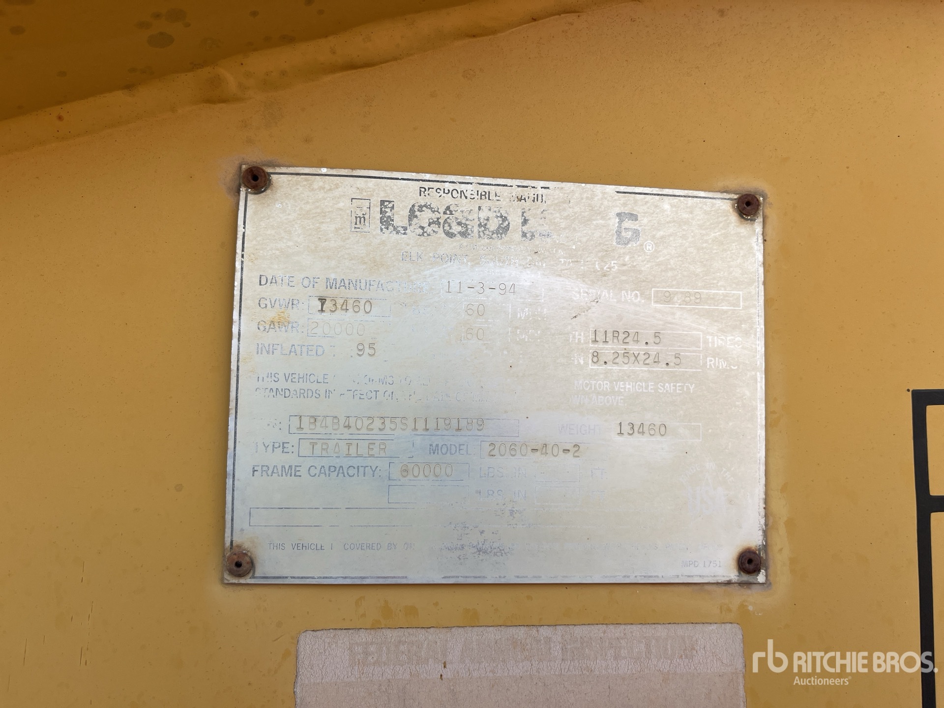 General Appearance with Serial Number / VIN