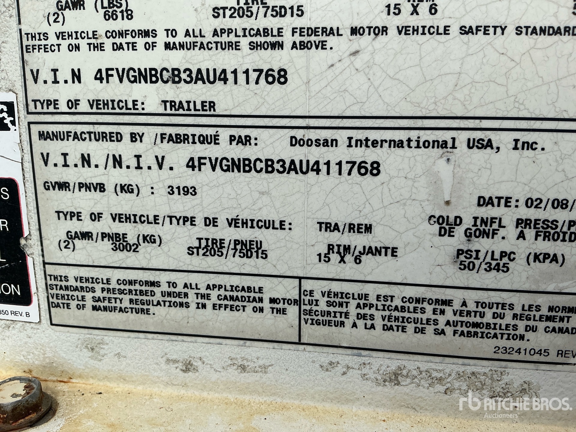 General Appearance with Serial Number / VIN