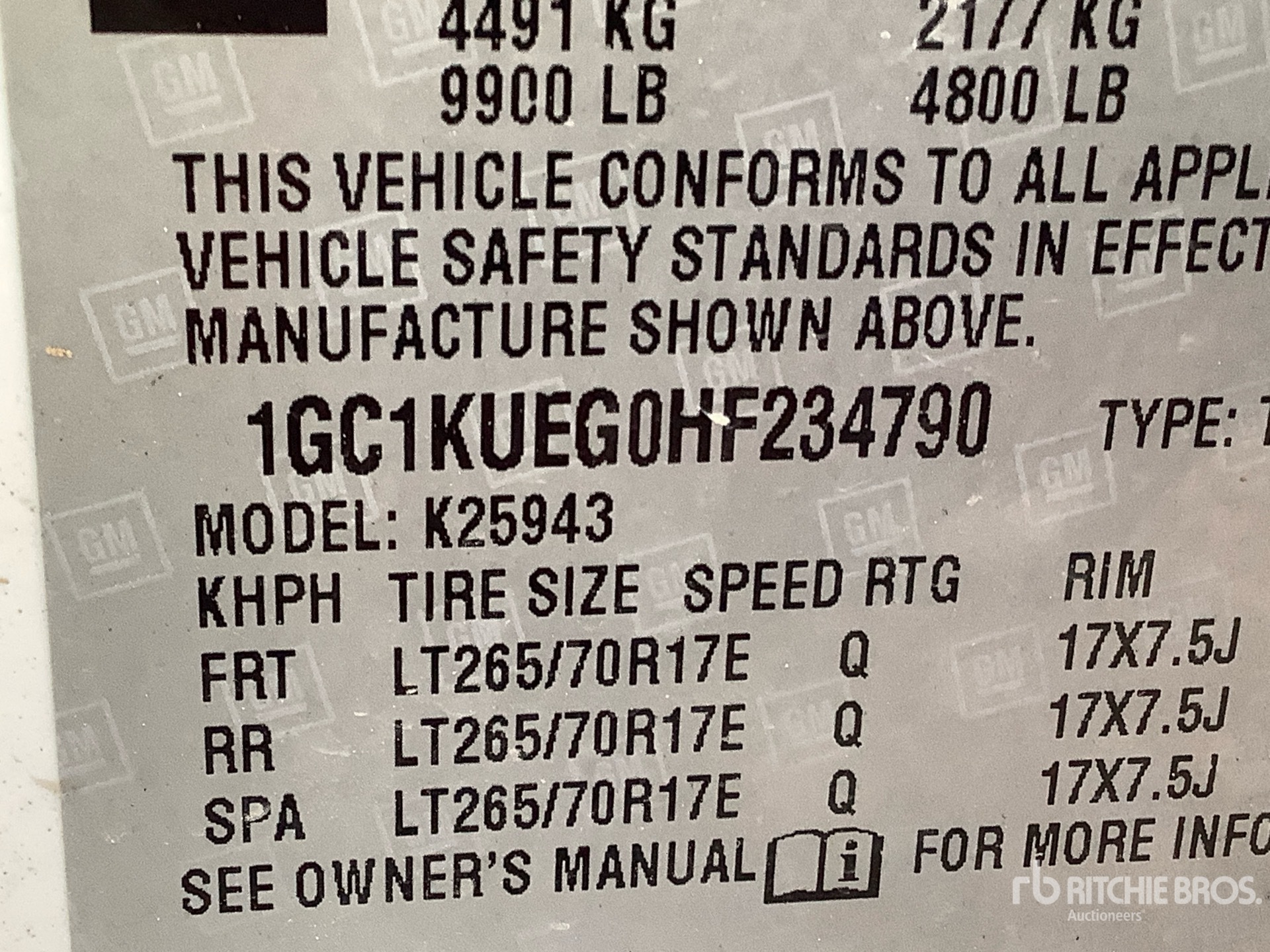 General Appearance with Serial Number / VIN