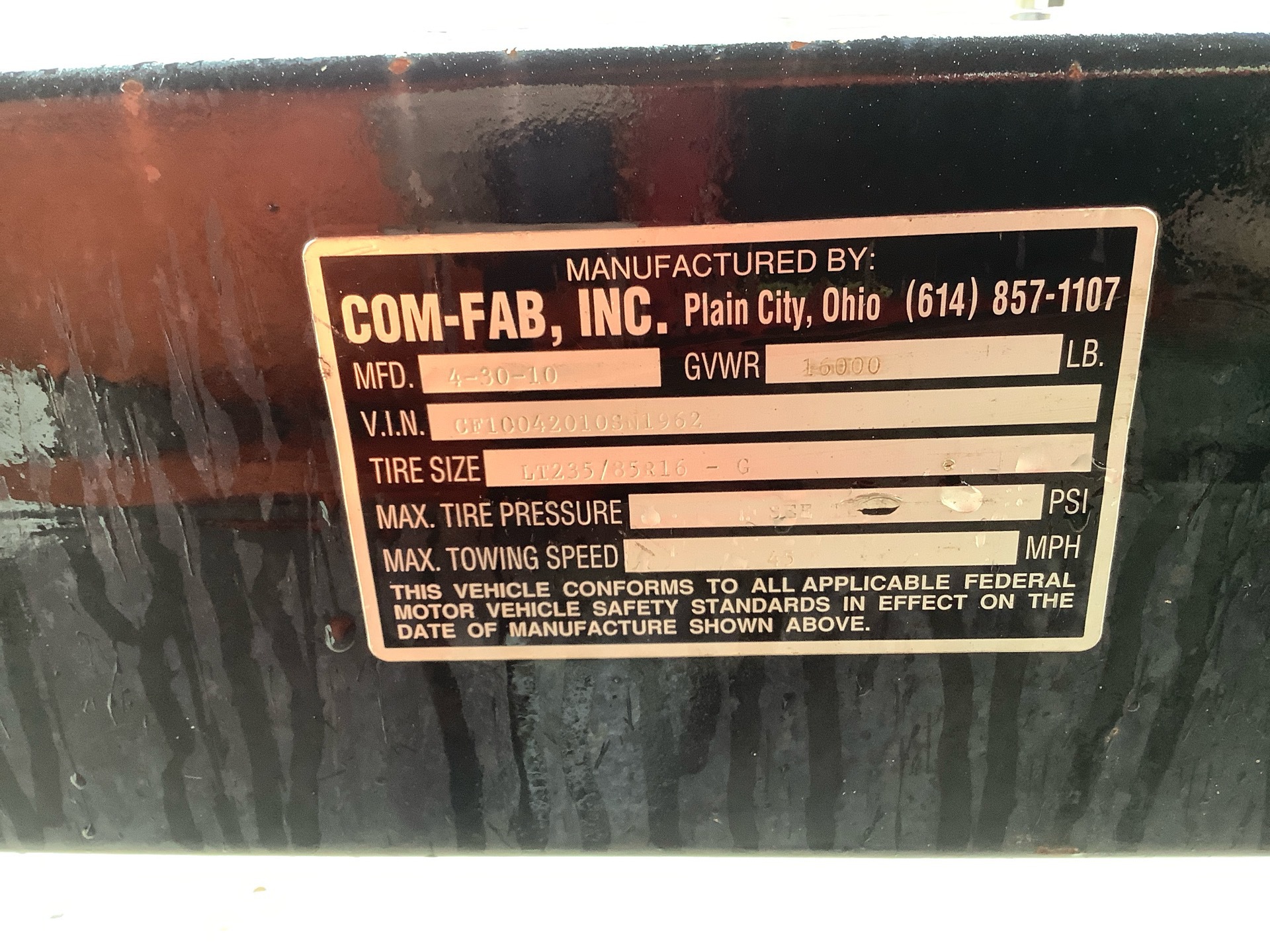 General Appearance with Serial Number / VIN