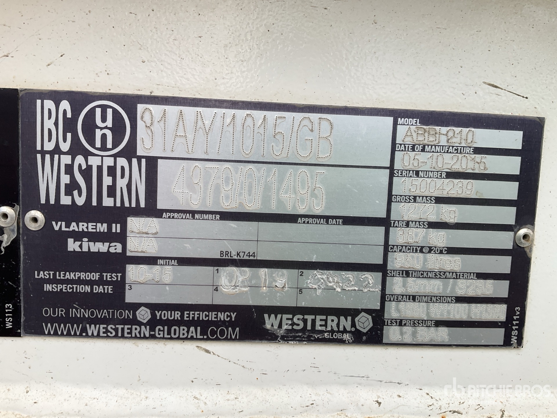 General Appearance with Serial Number / VIN