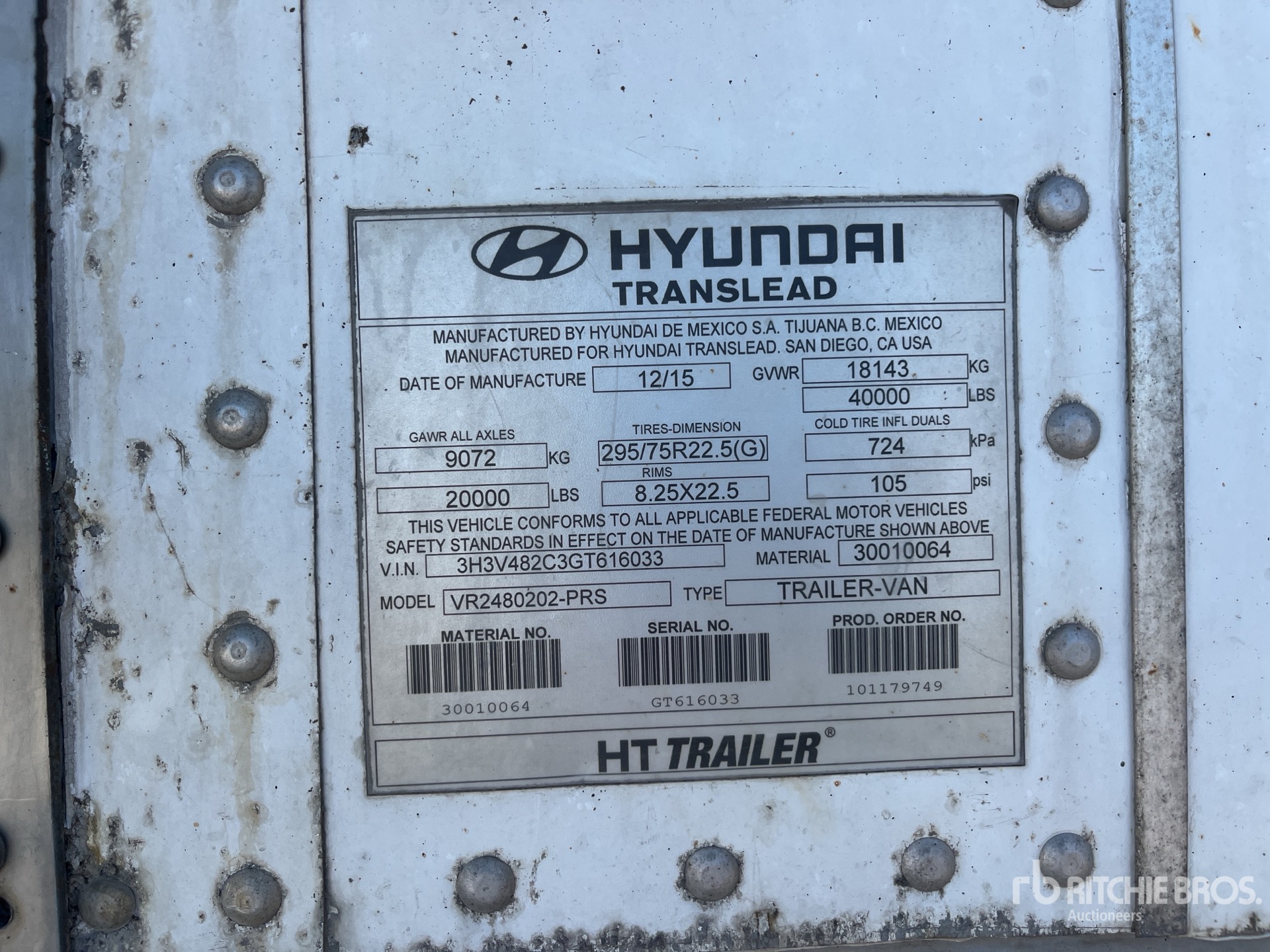 General Appearance with N.º de serie/VIN