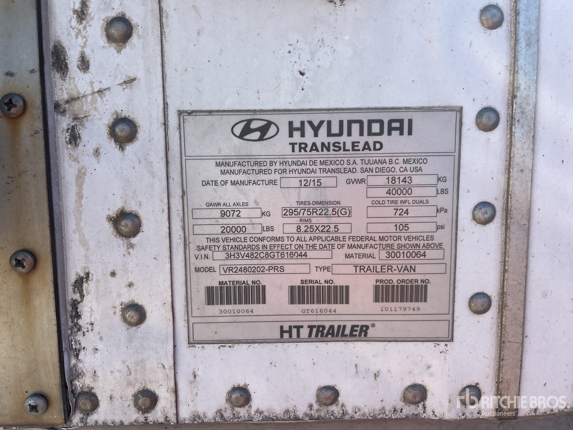 General Appearance with N.º de serie/VIN