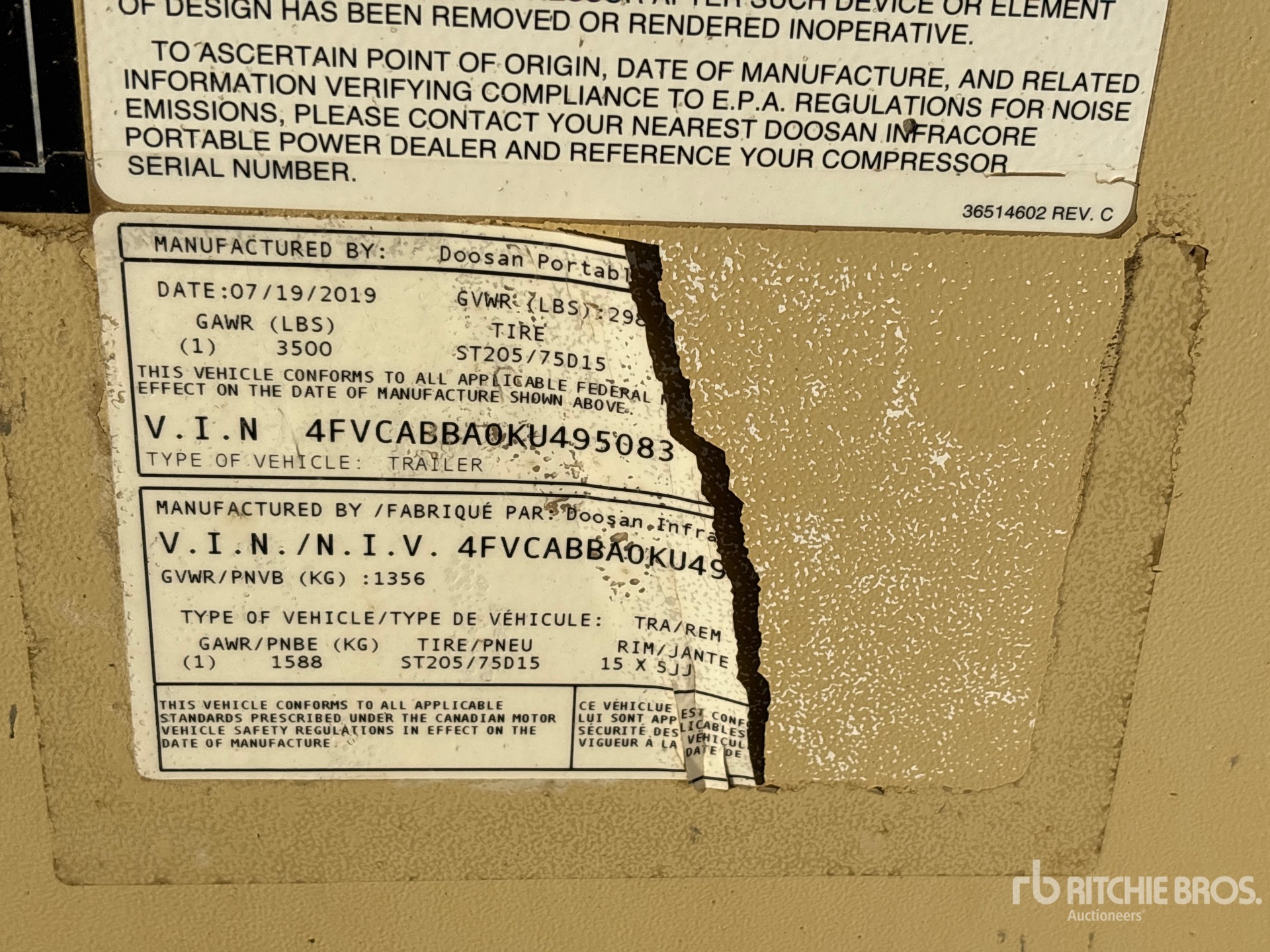 General Appearance with Serial Number / VIN